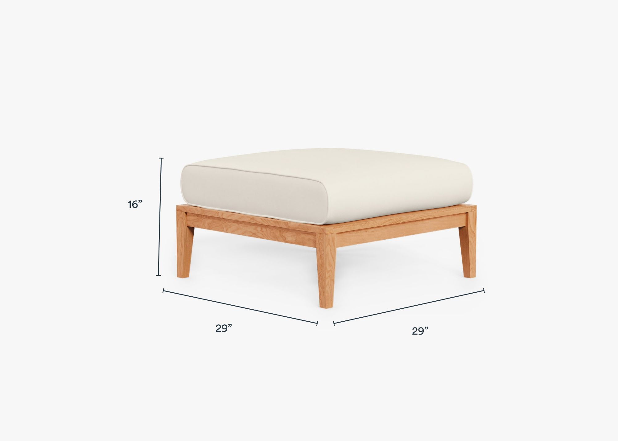 Teak Outdoor Ottoman dimensions in inches, also listed under Dimensions and Weights. #color_palisades cream
