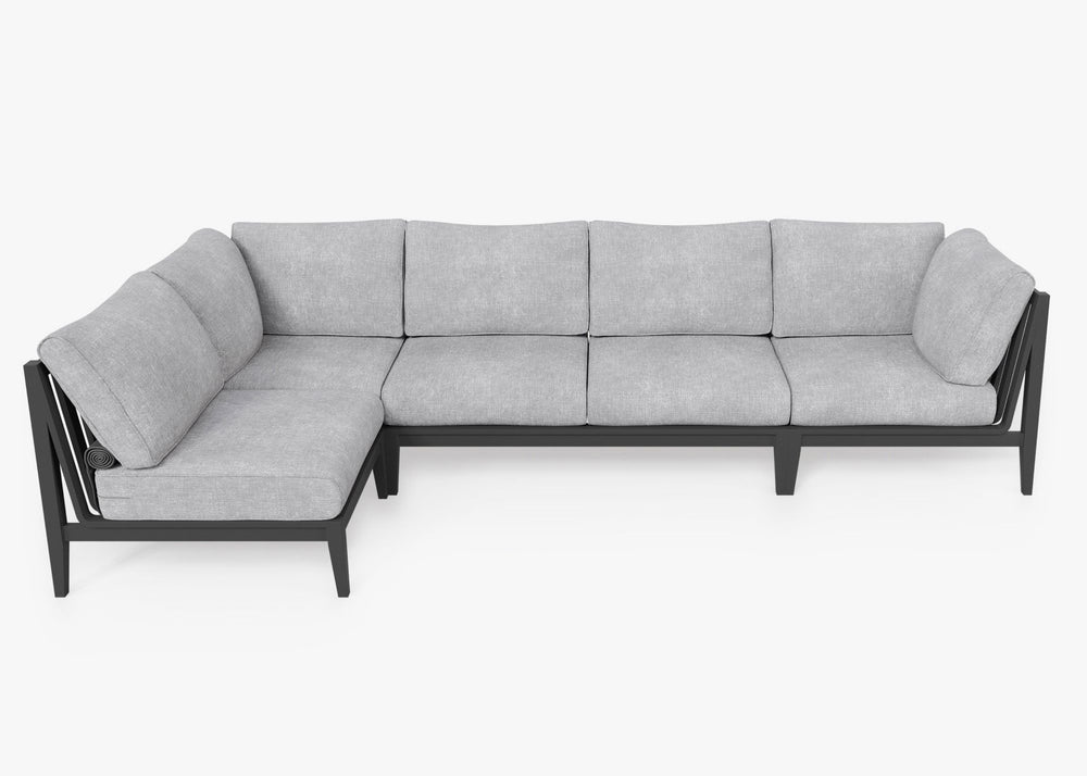 The Aluminum L Sectional - 5 Seat in Pacific Fog Gray. #title_default title
