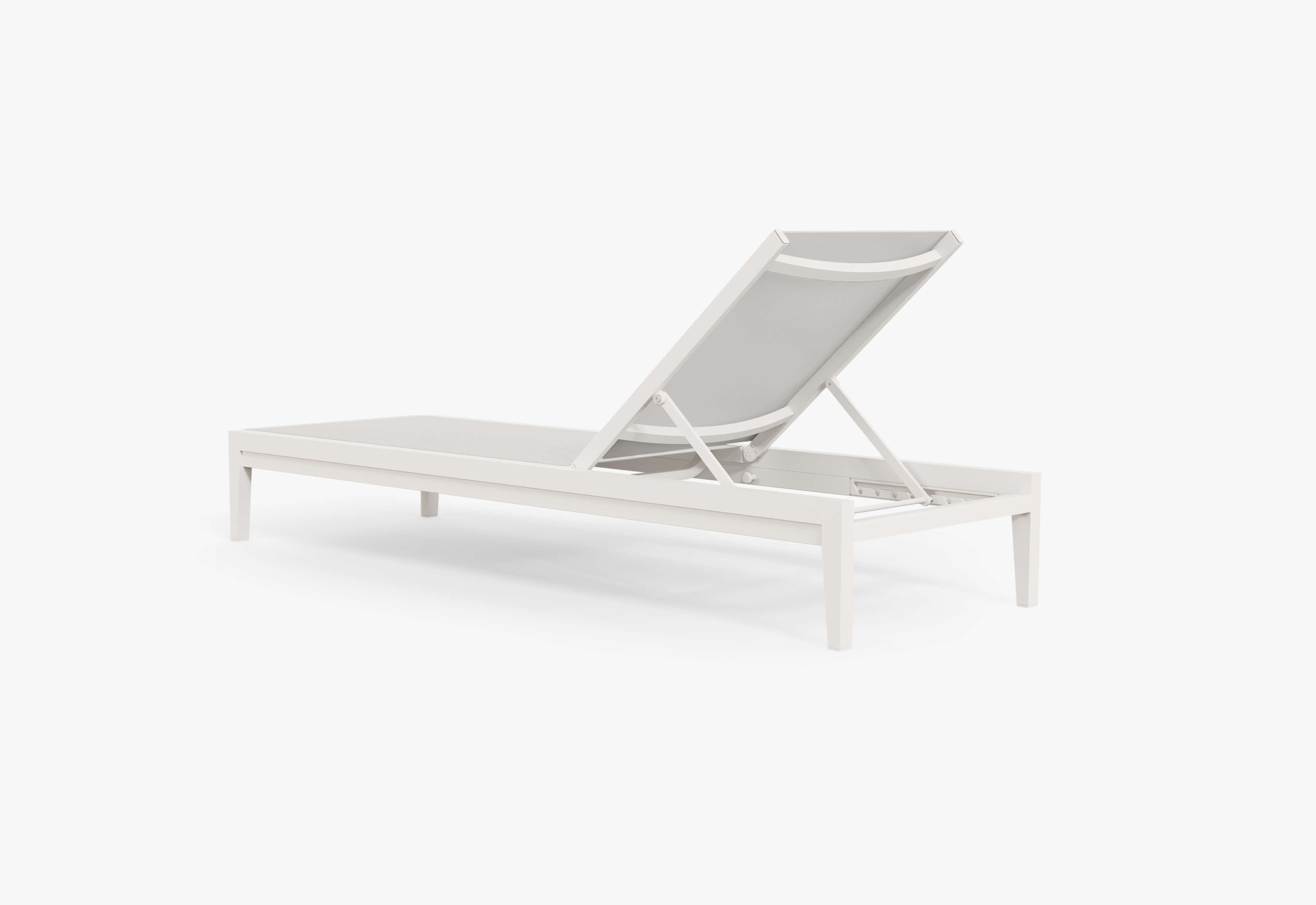 Charcoal Aluminum Chaise shown without cushion, back view. #chaise color_white