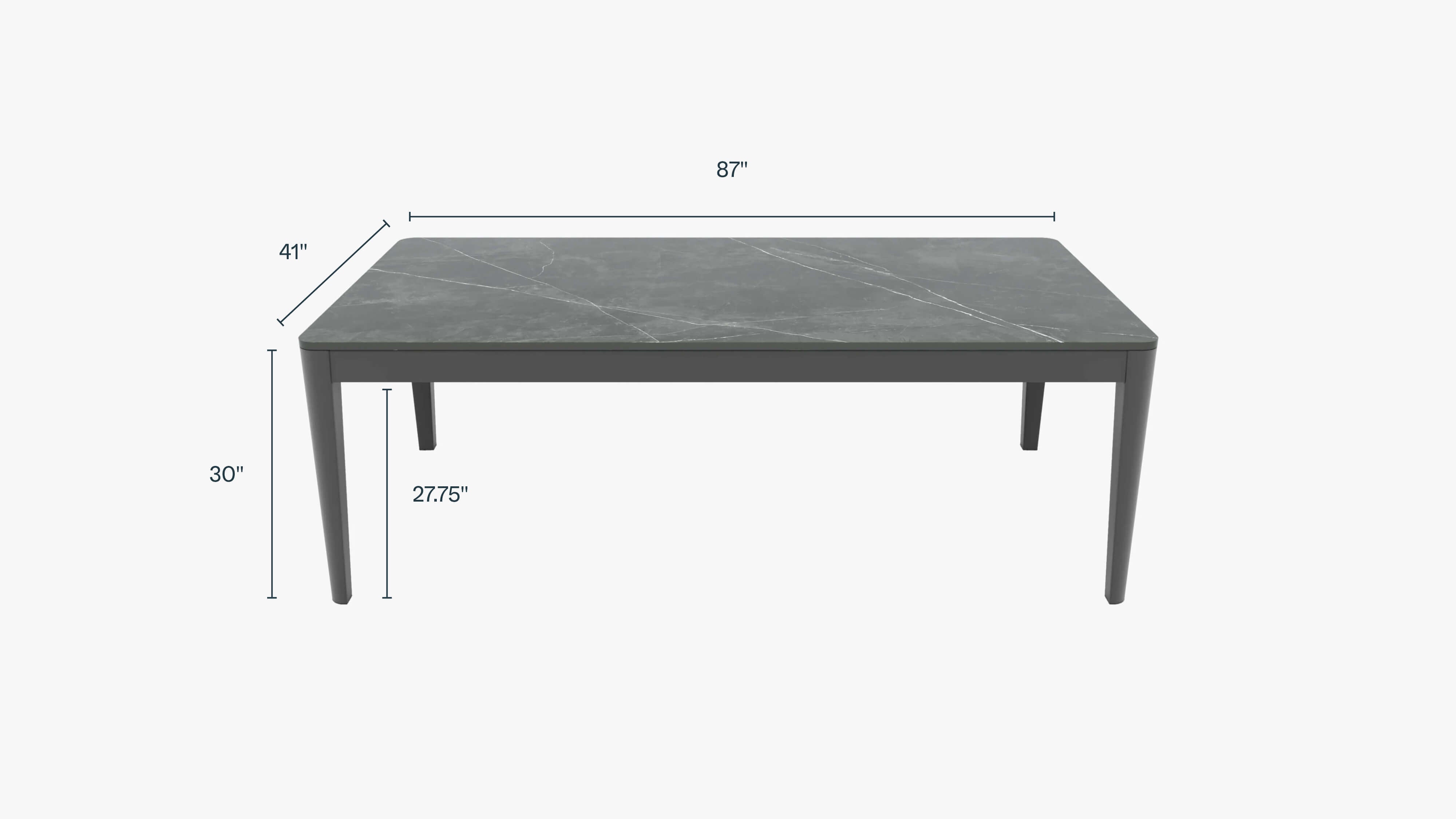 OuterStone dining table dimensions in inches.