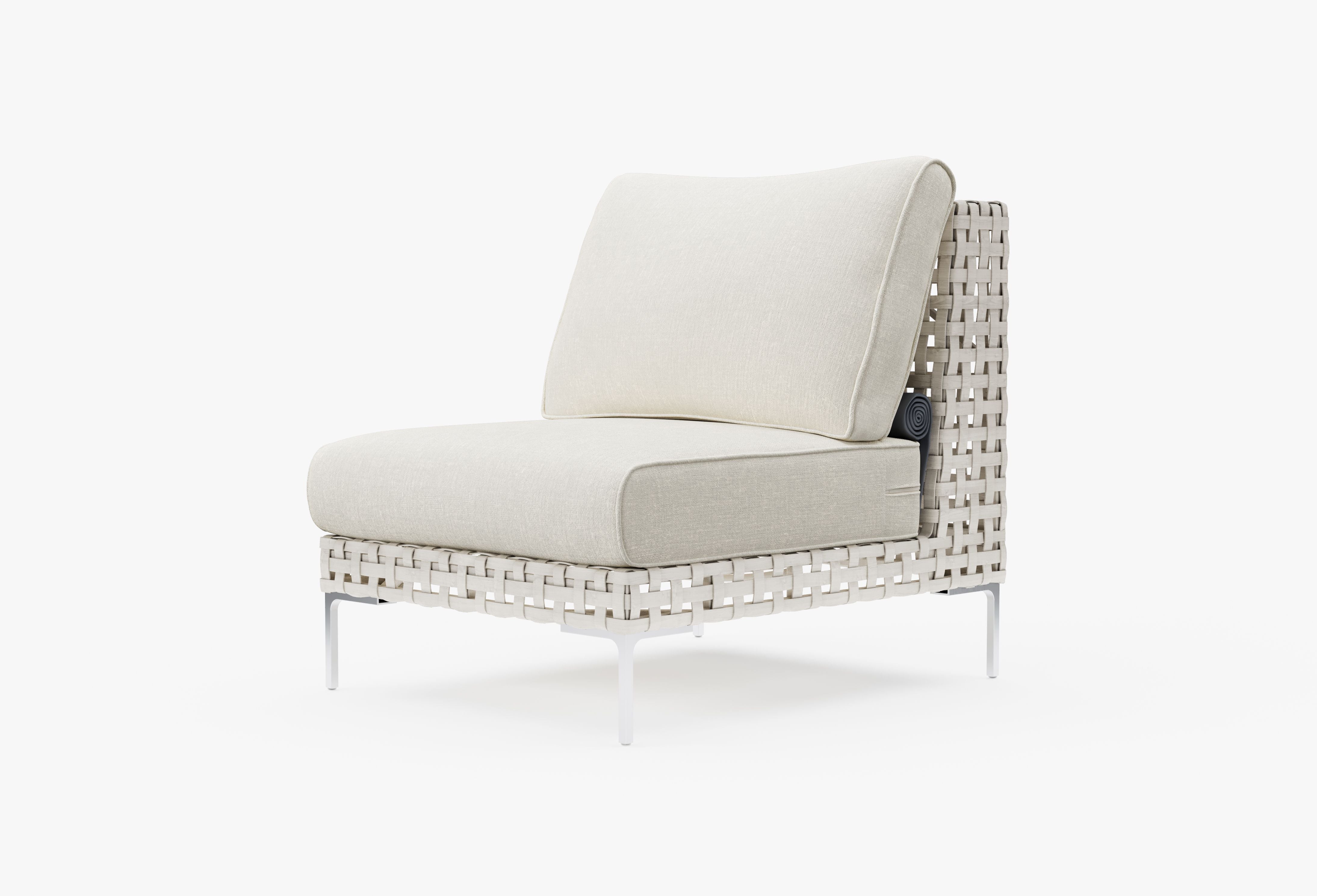 Open Weave Wicker Armless Chair in Palisades Cream #color_palisades cream