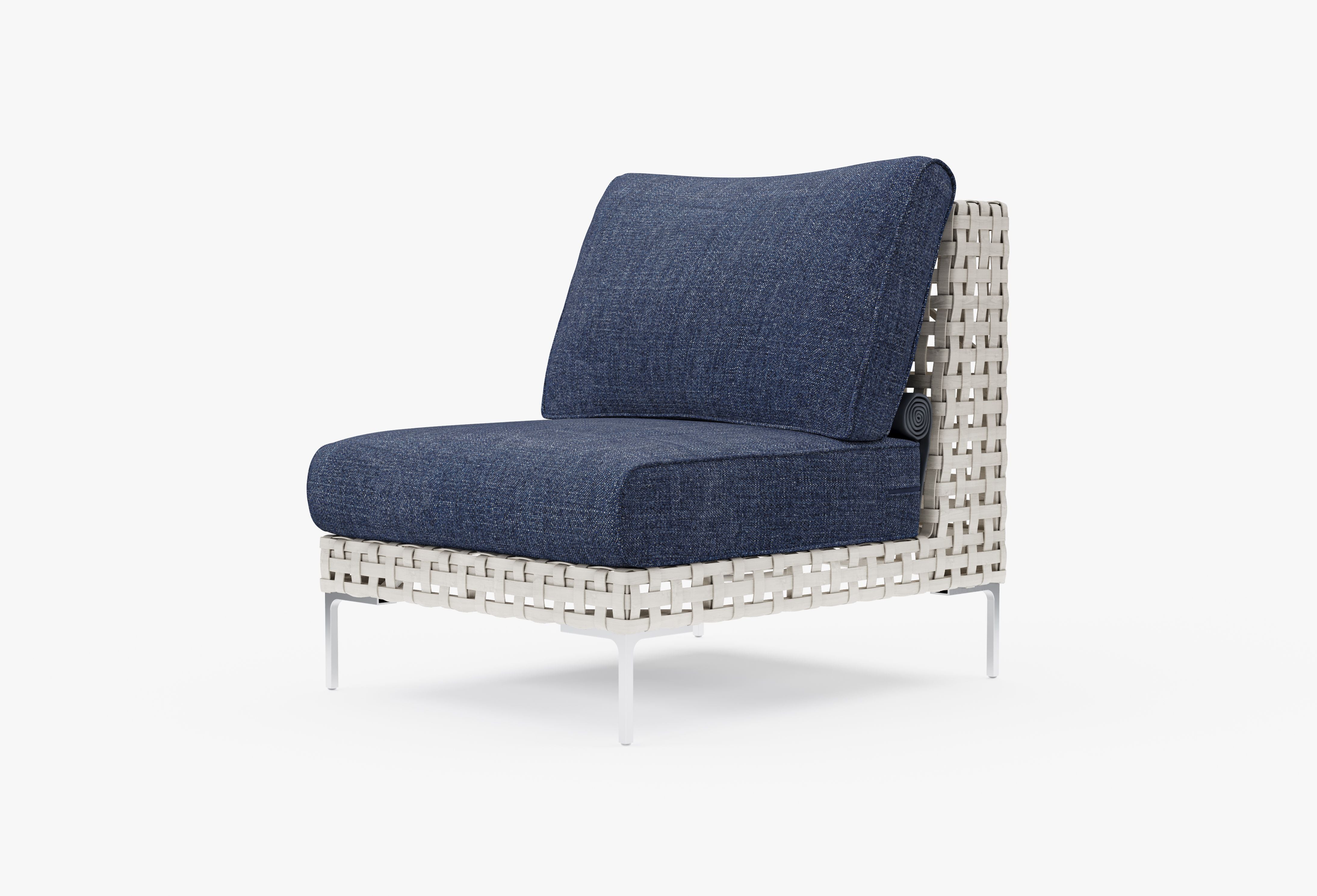 Open Weave Wicker Armless Chair in Deep Sea Navy #color_deep sea navy