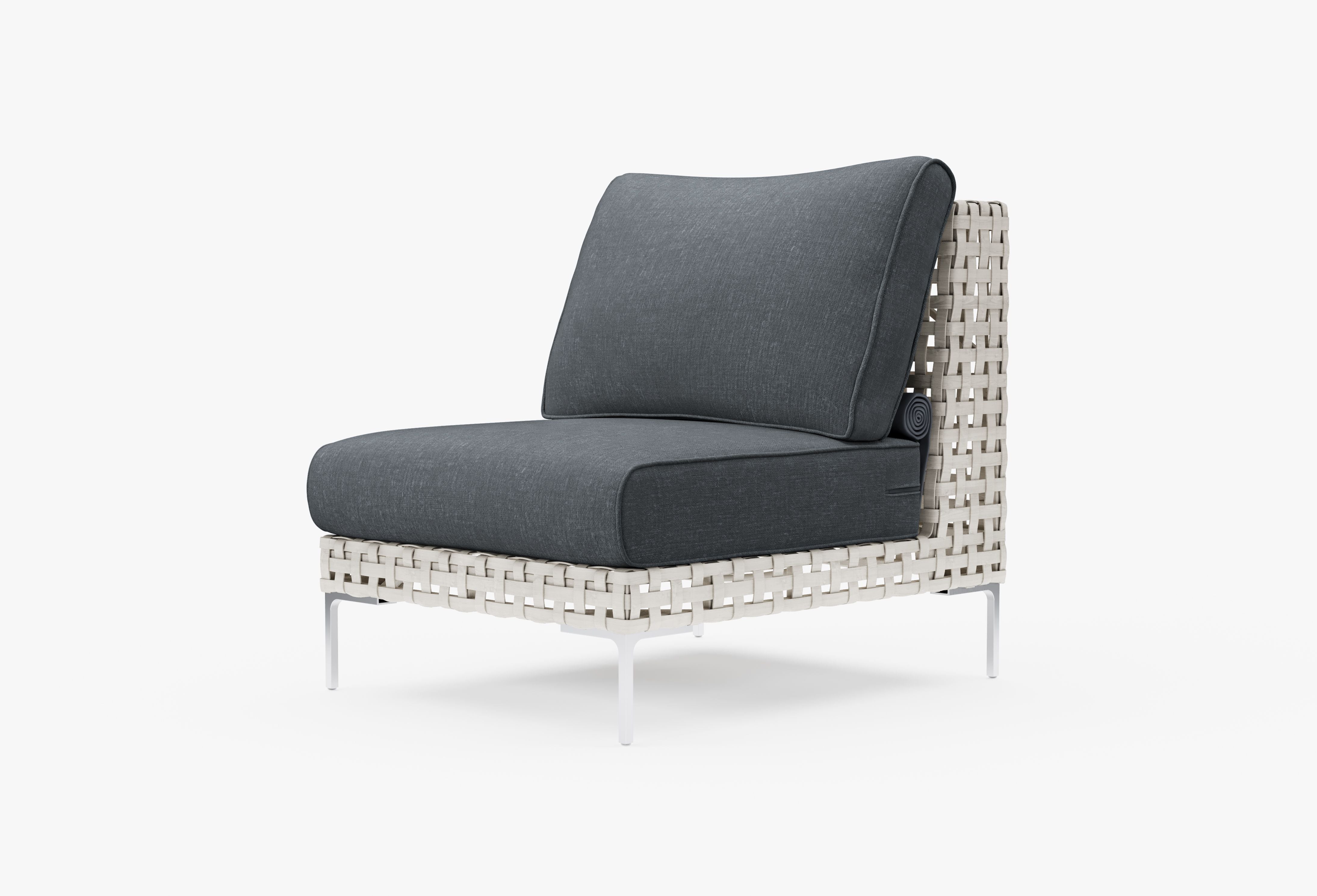 Open Weave Wicker Armless Chair in Dark Pebble Gray #color_dark pebble gray