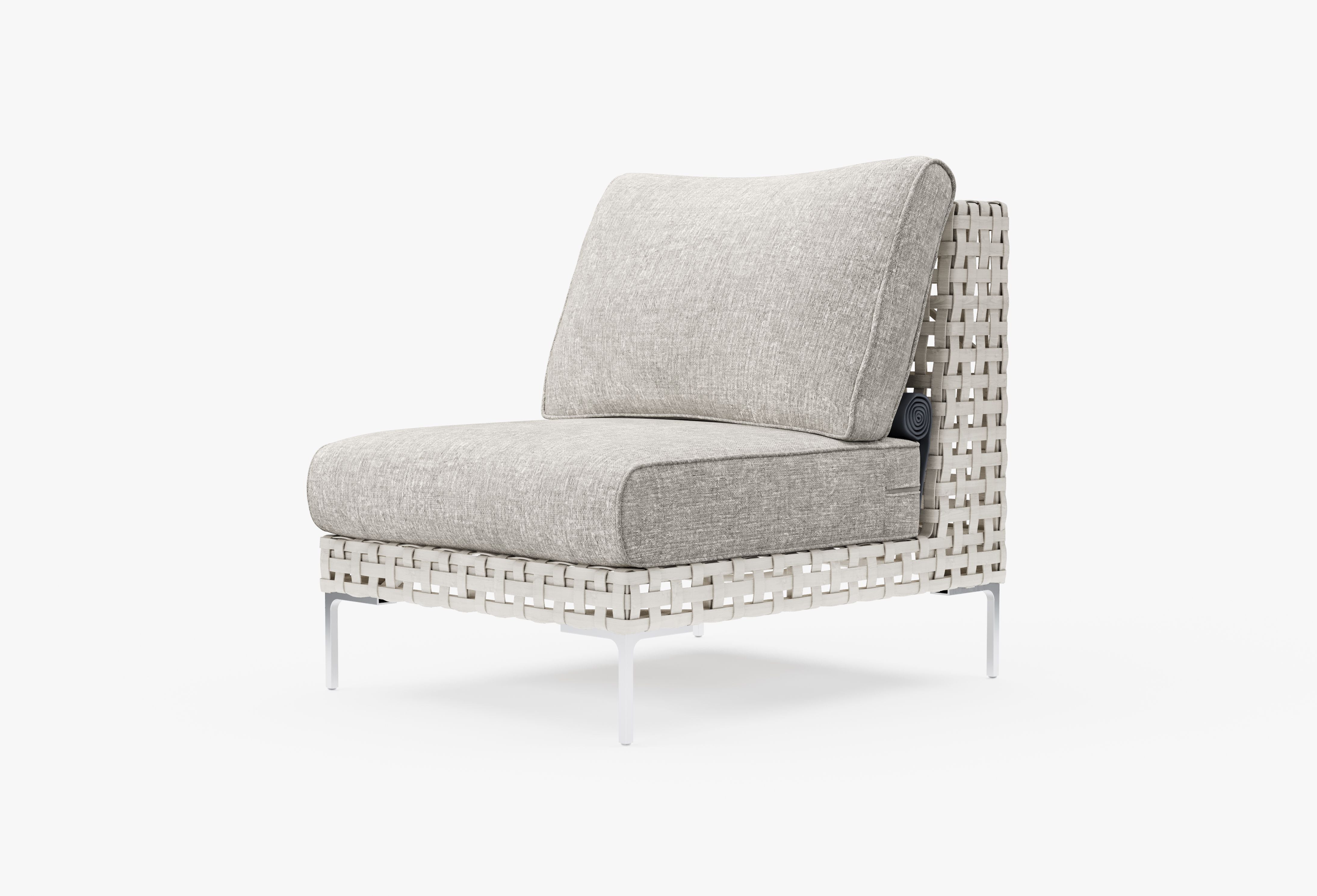 Open Weave Wicker Armless Chair in Sandstone Gray #color_sandstone gray