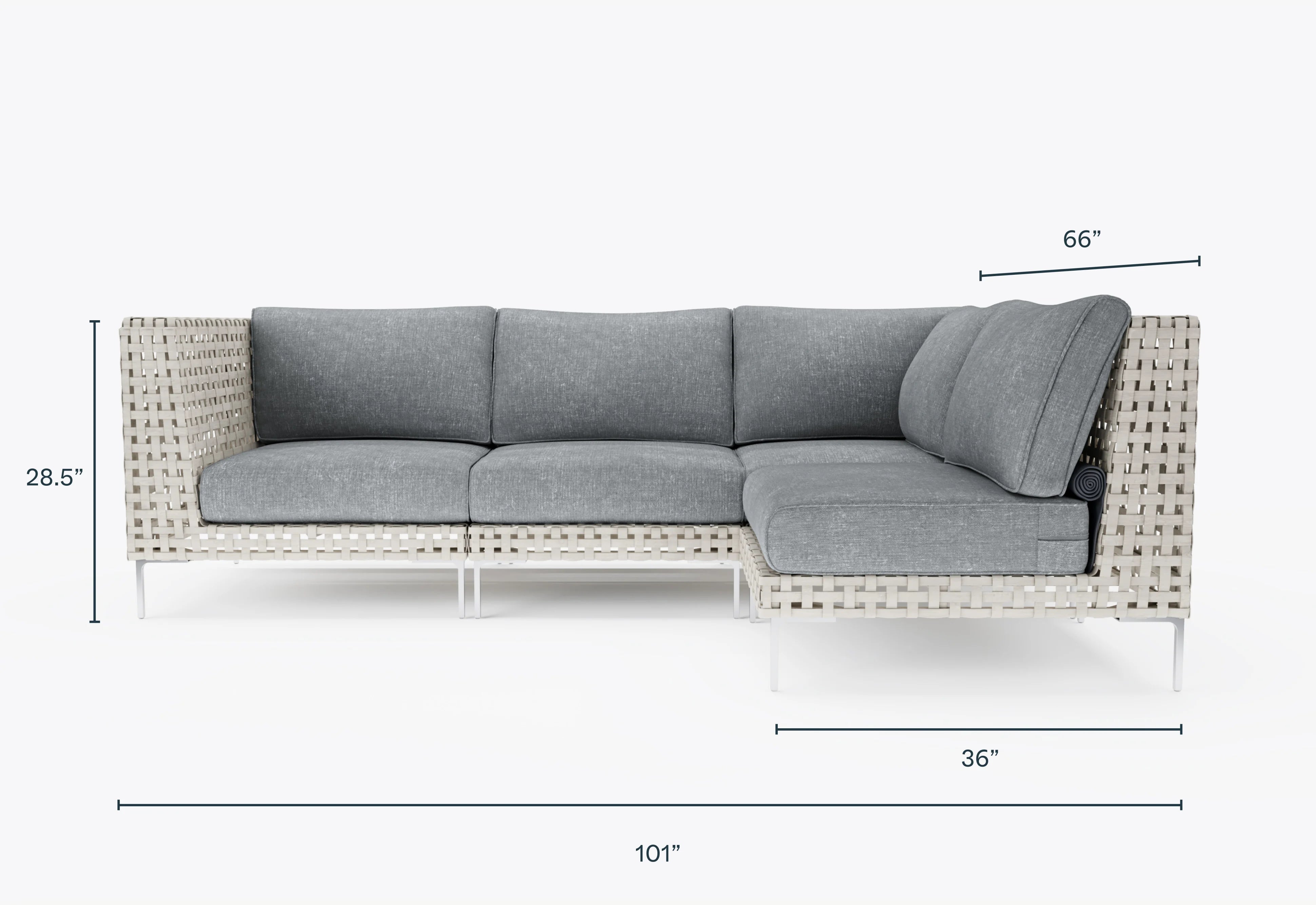 Open Weave Wicker Outdoor L Sectional - 4 Seat
