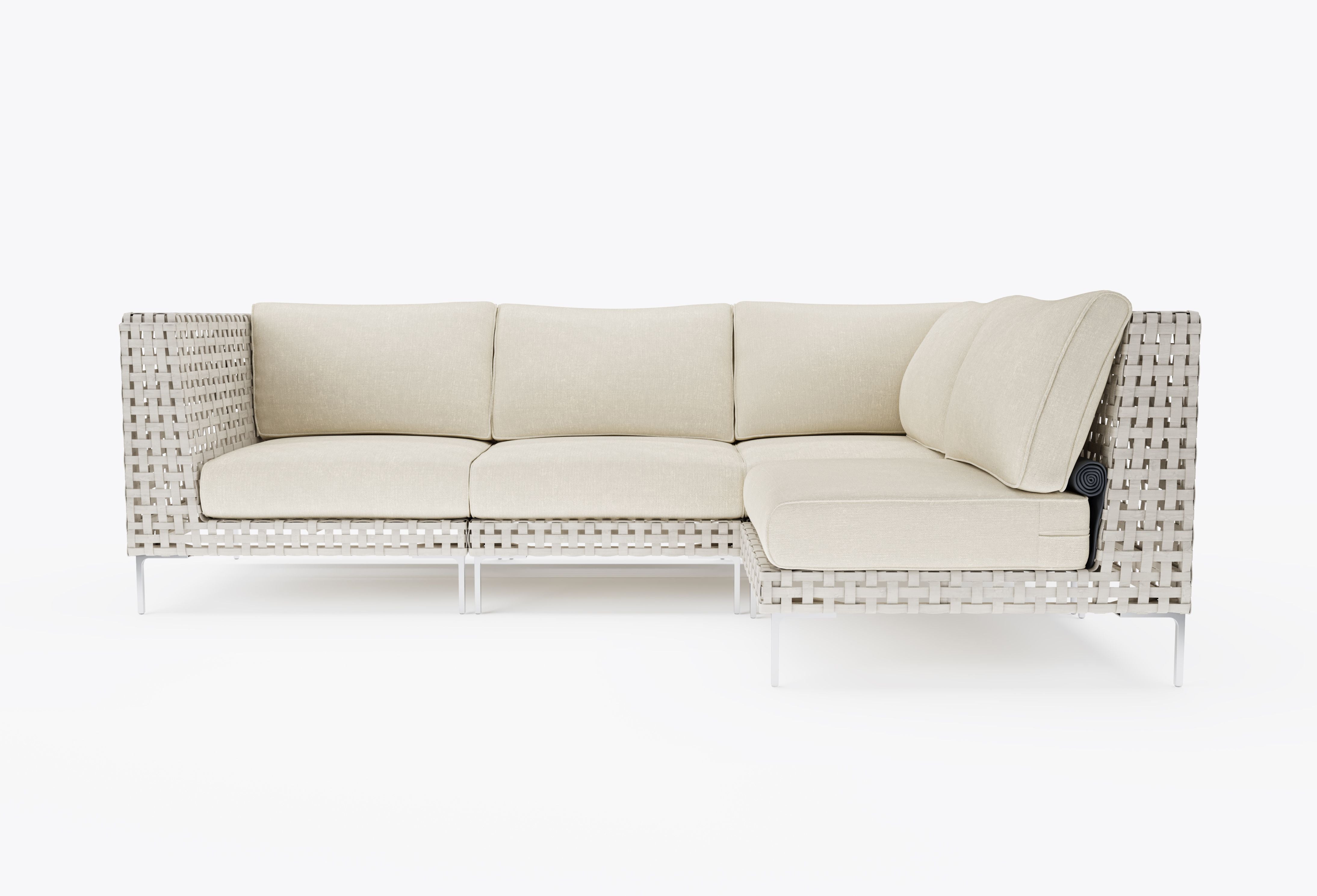 Open Weave Wicker Outdoor L Sectional - 4 Seat in Palisades Cream #color_palisades cream