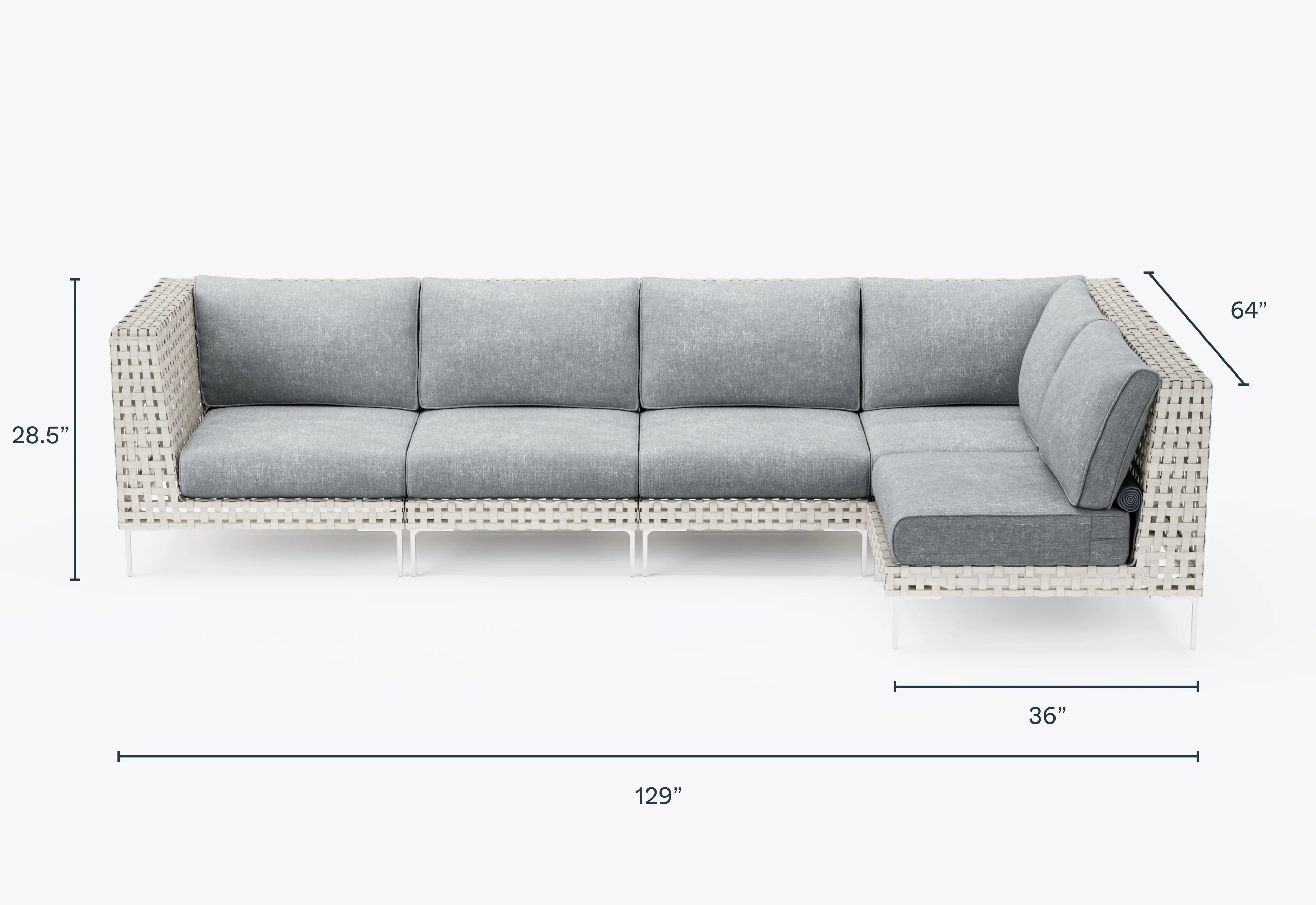 Open Weave Wicker Outdoor L Sectional - 5 Seat