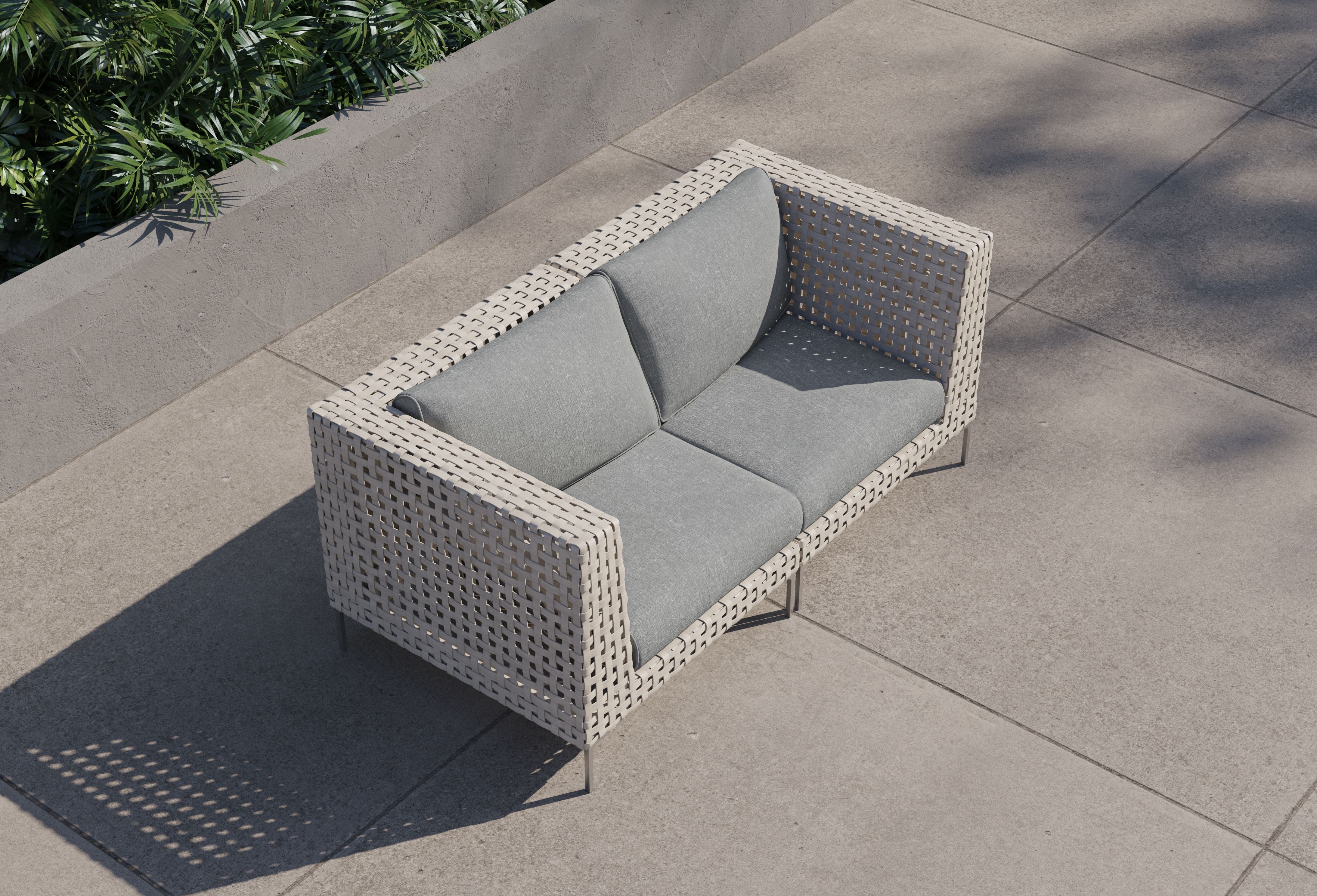 Open Weave Wicker Outdoor Loveseat #color_pacific fog gray