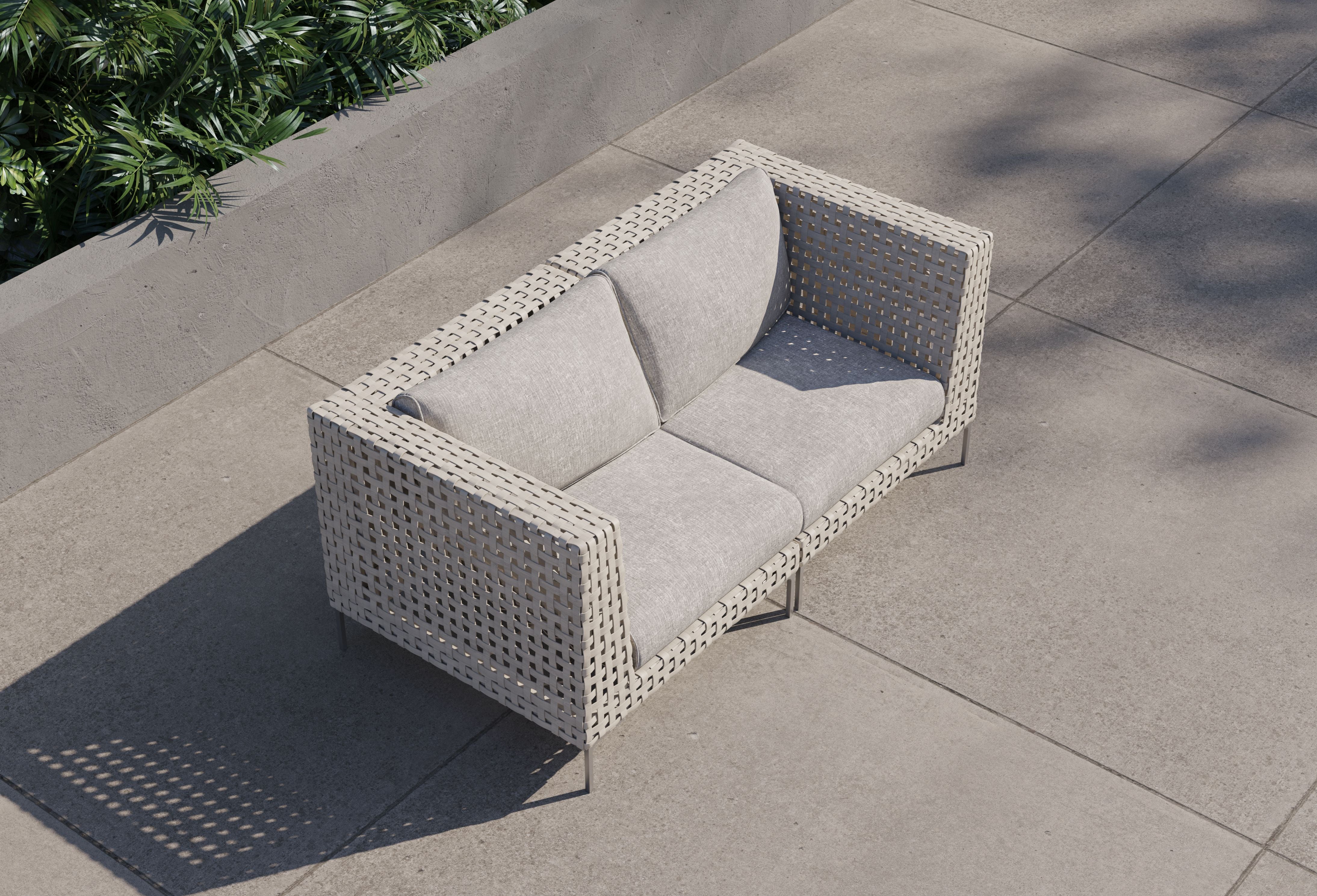 Open Weave Wicker Outdoor Loveseat #color_sandstone gray