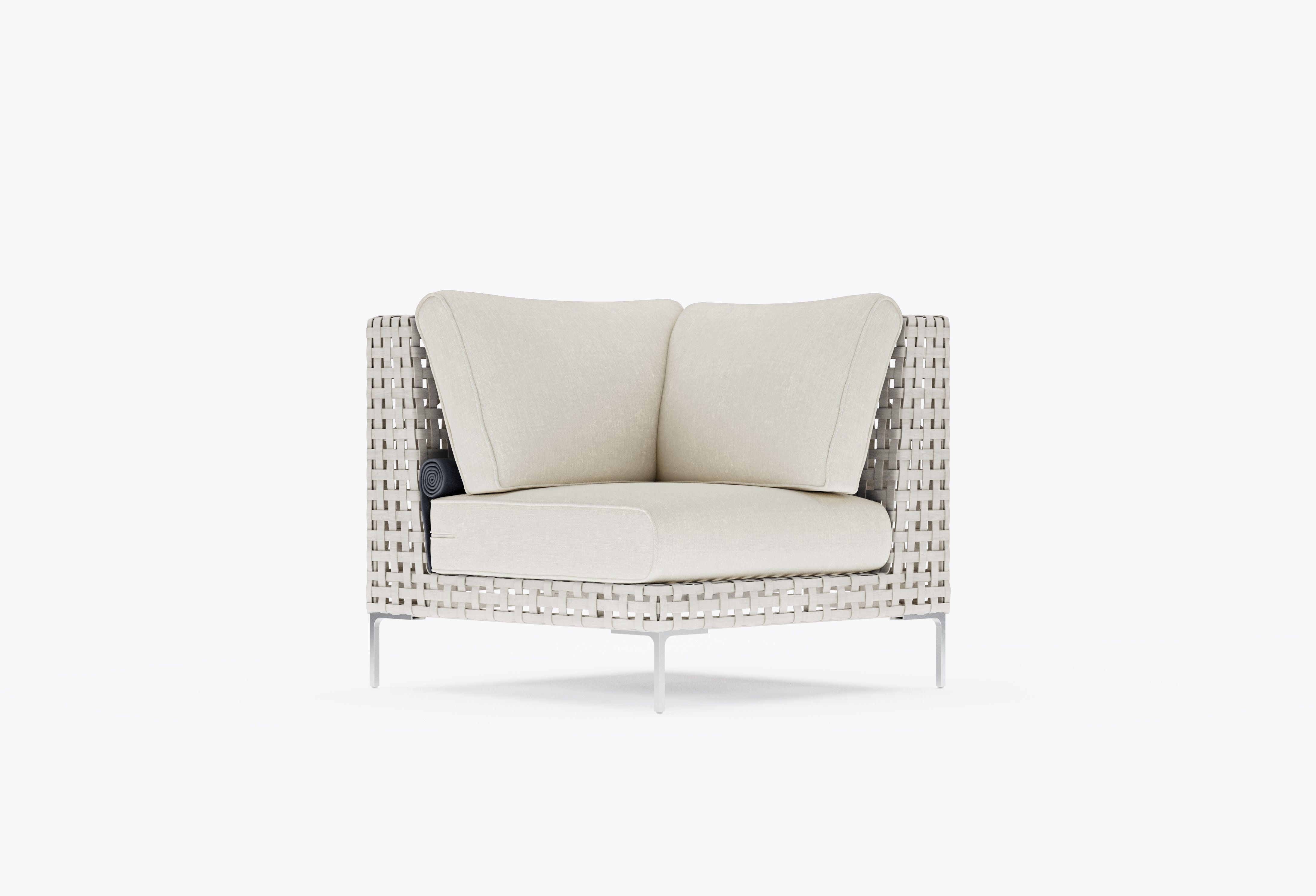 Open Weave Wicker Outdoor Sectional Chair in Palisades Cream #color_palisades cream