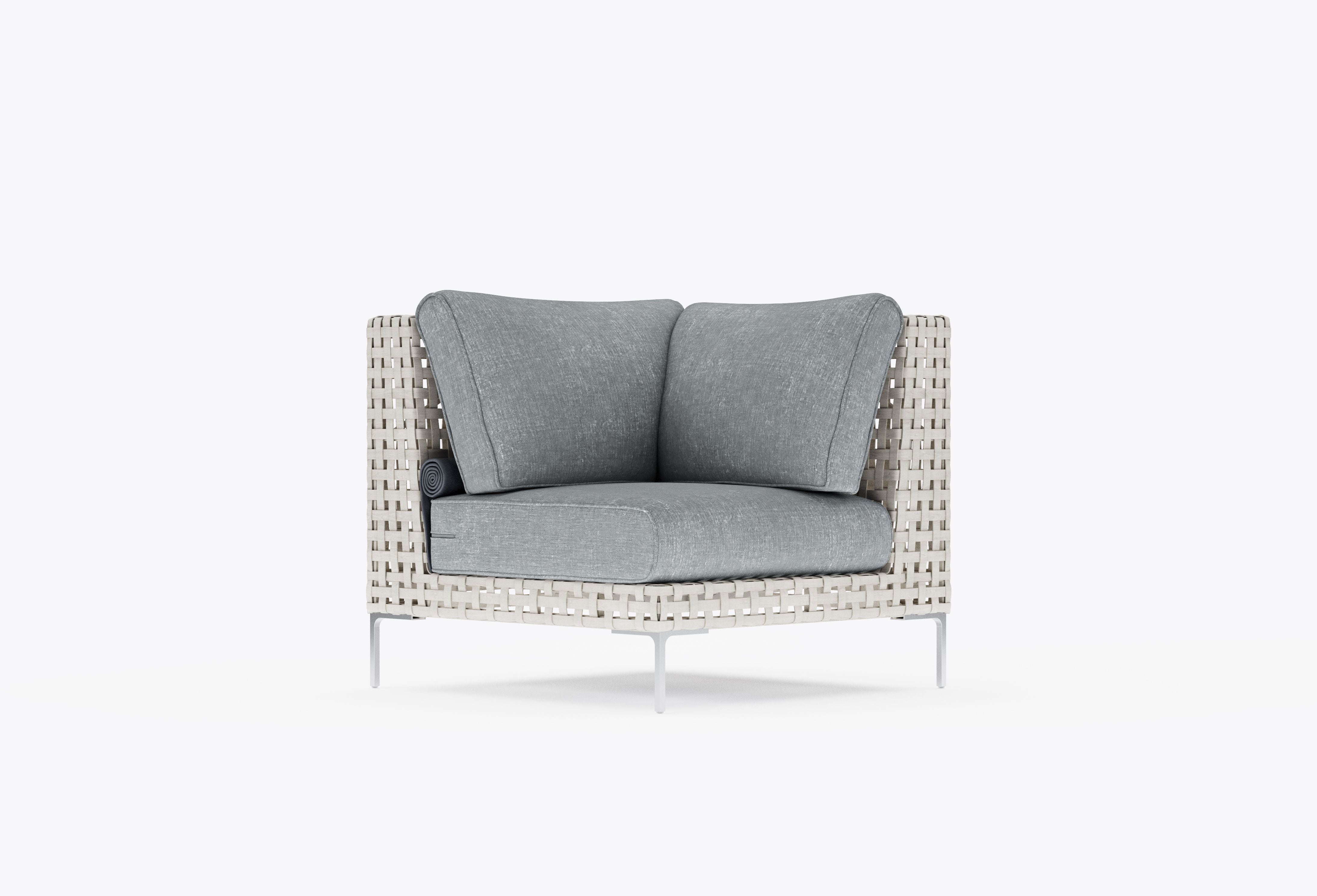 Open Weave Wicker Outdoor Sectional Chair in Pacific Fog Gray #color_pacific fog gray