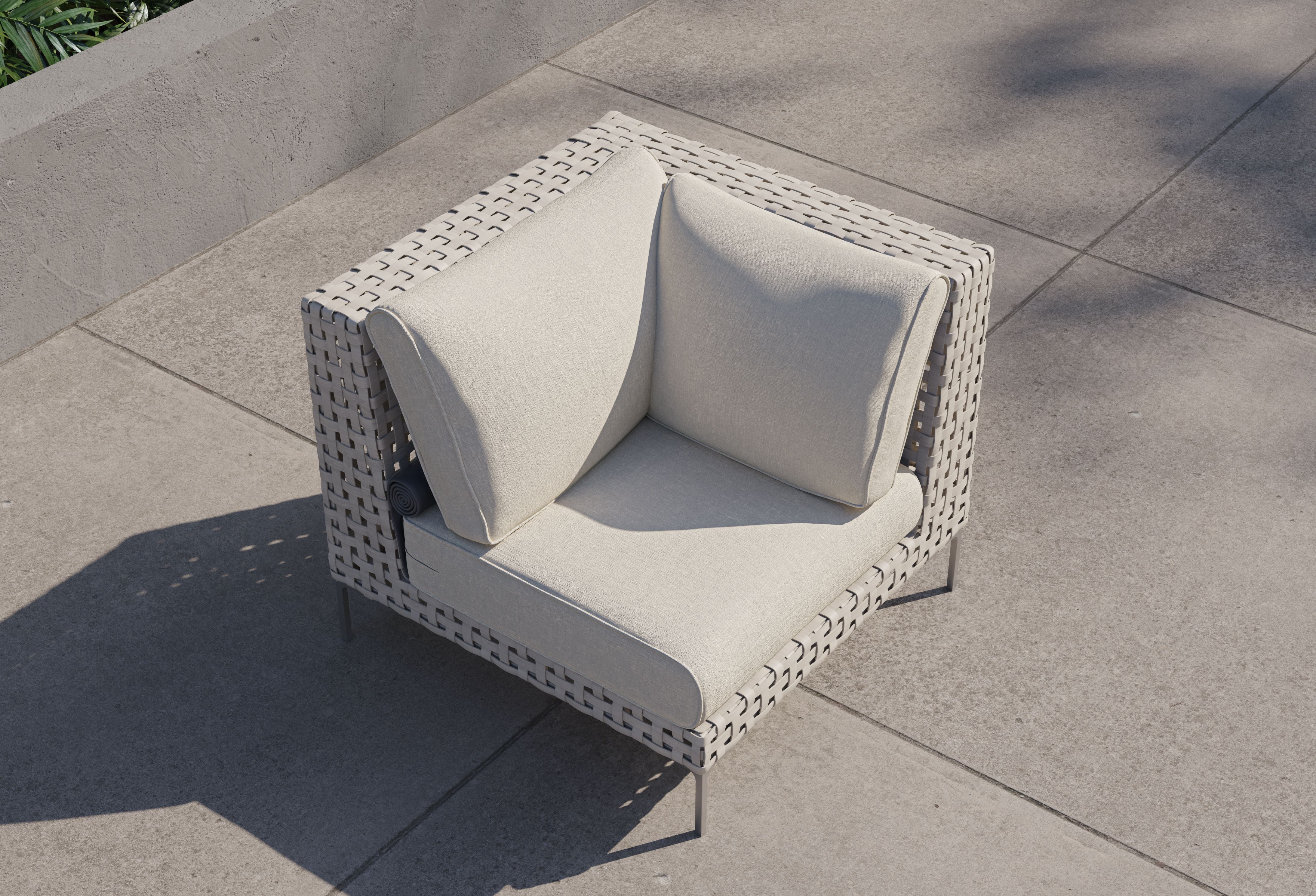 Open Weave Wicker Outdoor Sectional Chair #color_palisades cream