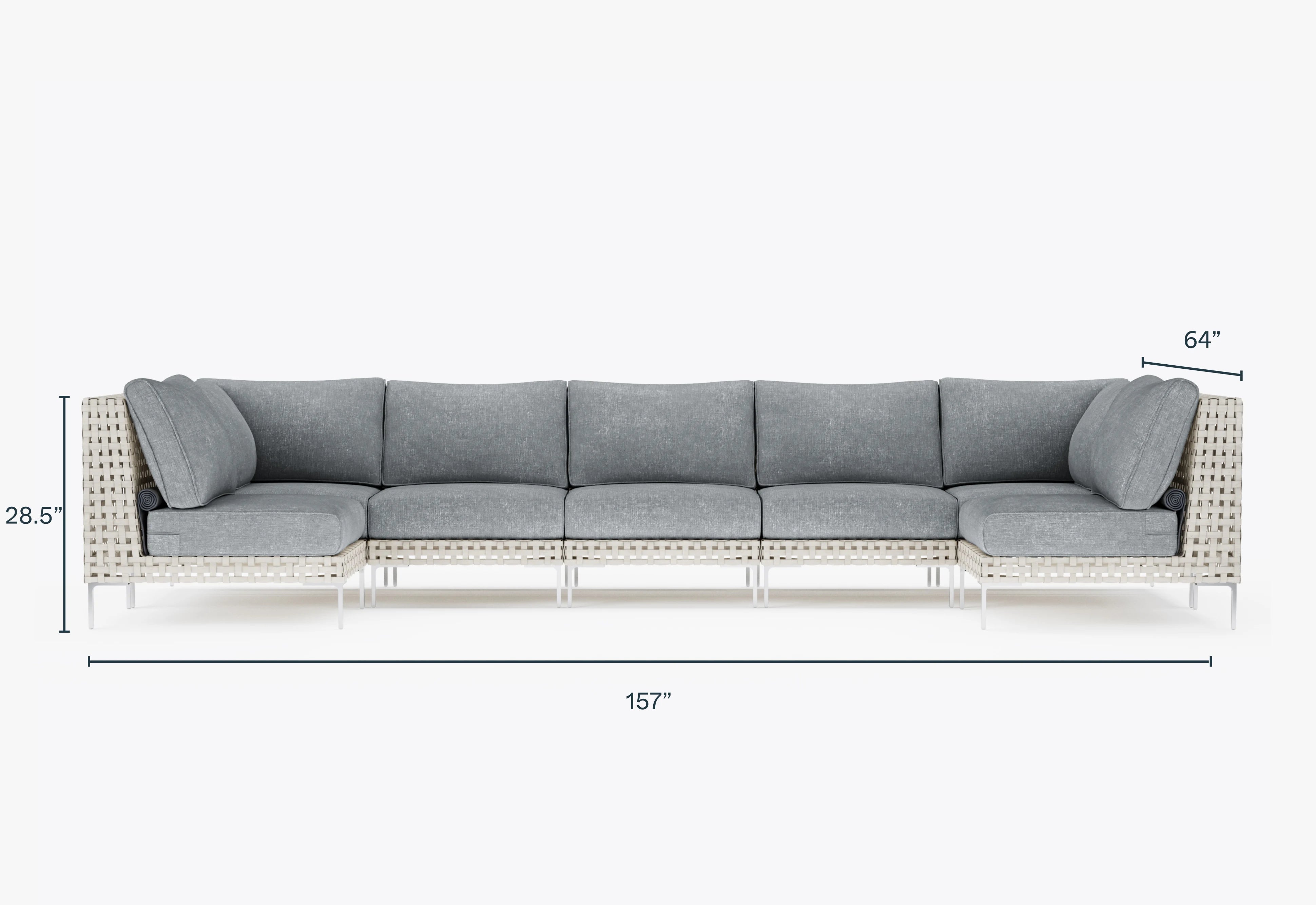 Open Weave Wicker Outdoor U Sectional - 7 Seat