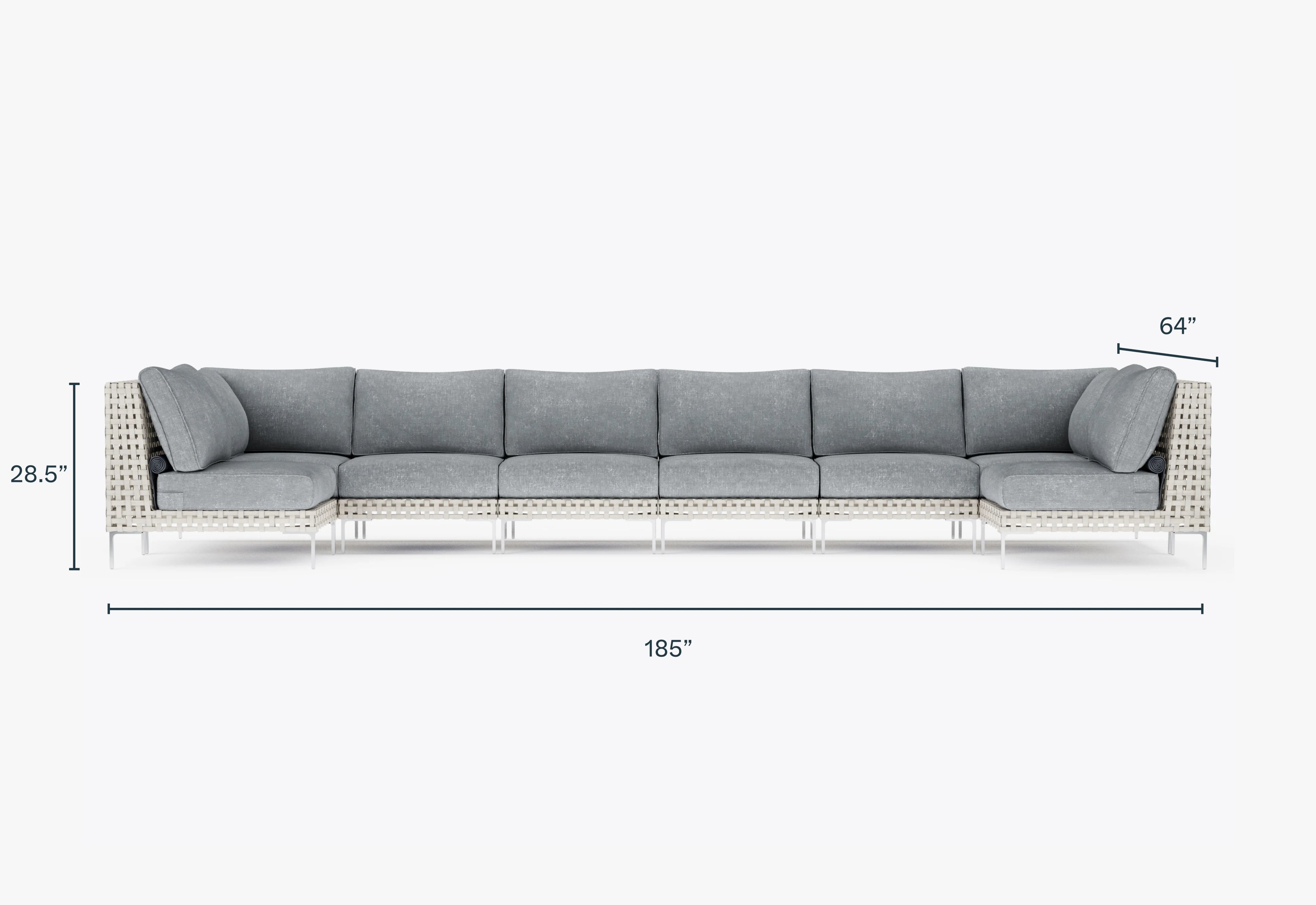 Open Weave Wicker Outdoor U Sectional - 8 Seat