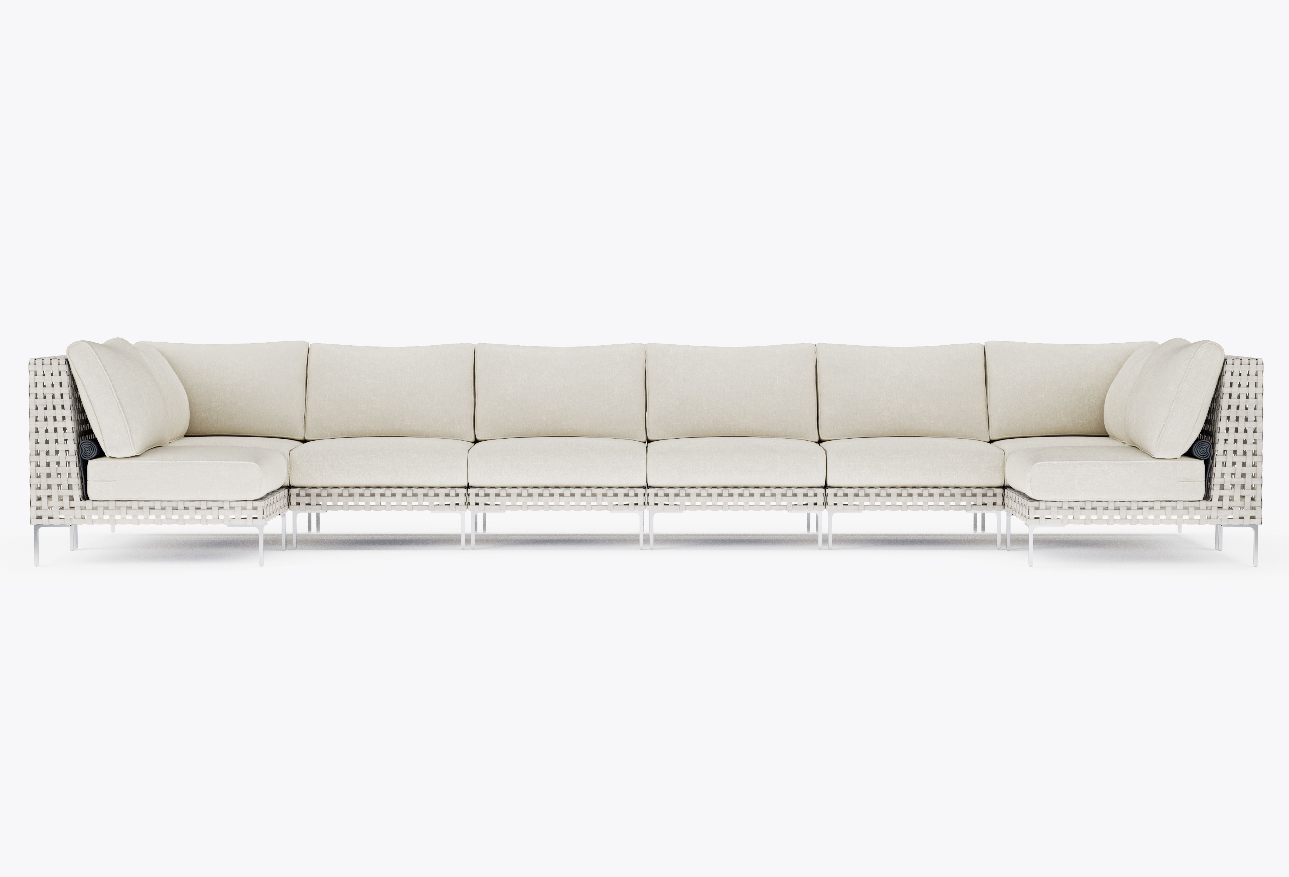 Open Weave Wicker U Sectional - 8 Seat in Palisades Cream #color_palisades cream