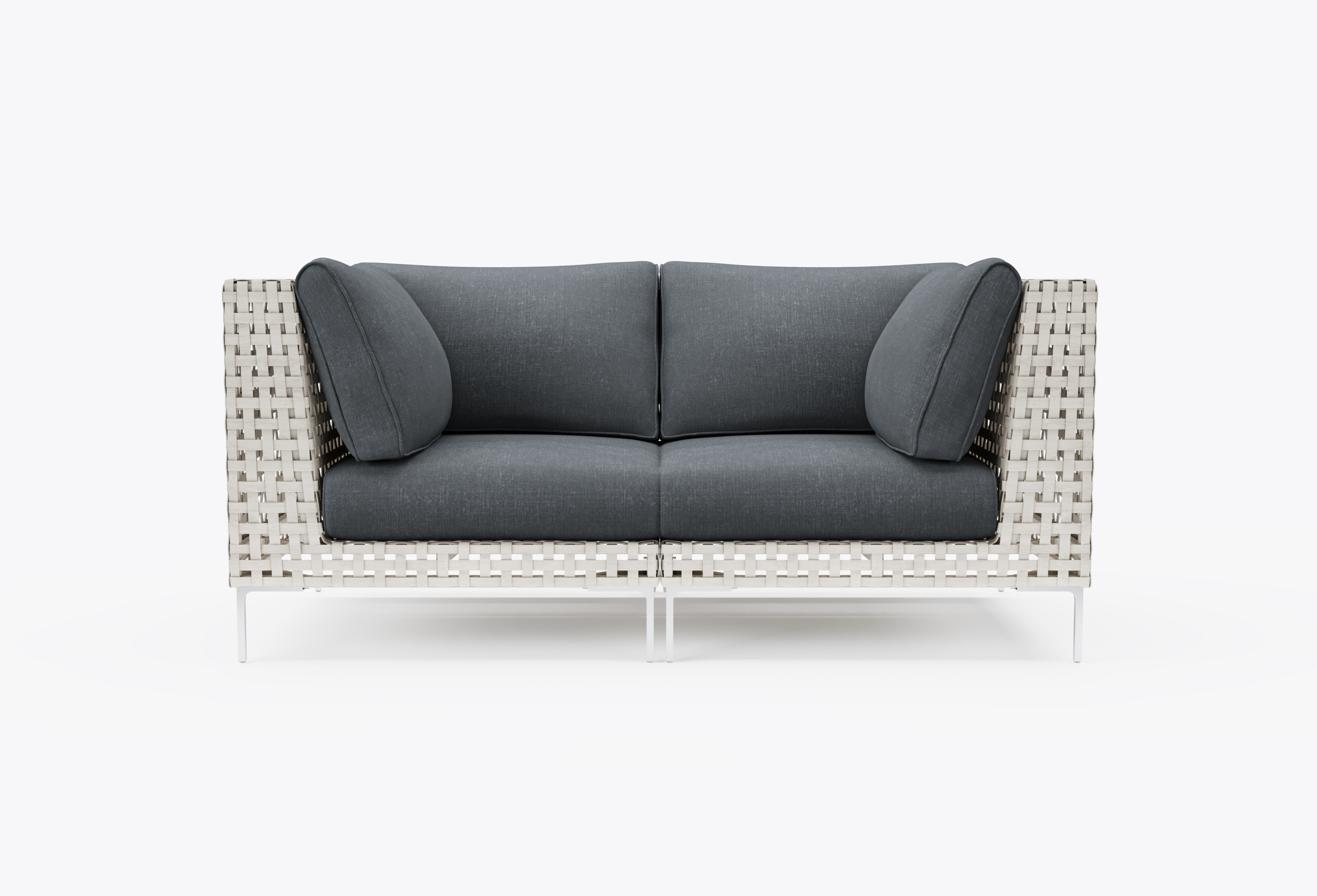 Open Weave Wicker Outdoor Loveseat in Dark Pebble Gray #color_dark pebble gray