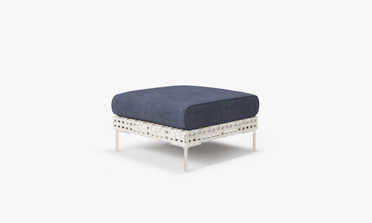 Open Weave Wicker Outdoor Ottoman in Deep Sea Navy #color_deep sea navy