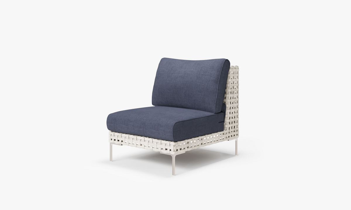 Open Weave Wicker Armless Chair in Deep Sea Navy #color_deep sea navy