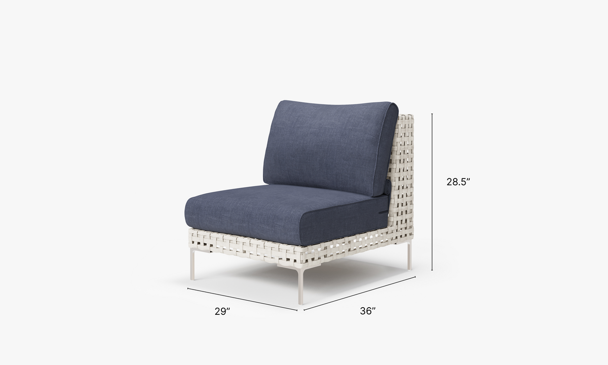 Open Weave Wicker Armless Chair in Deep Sea Navy #color_deep sea navy