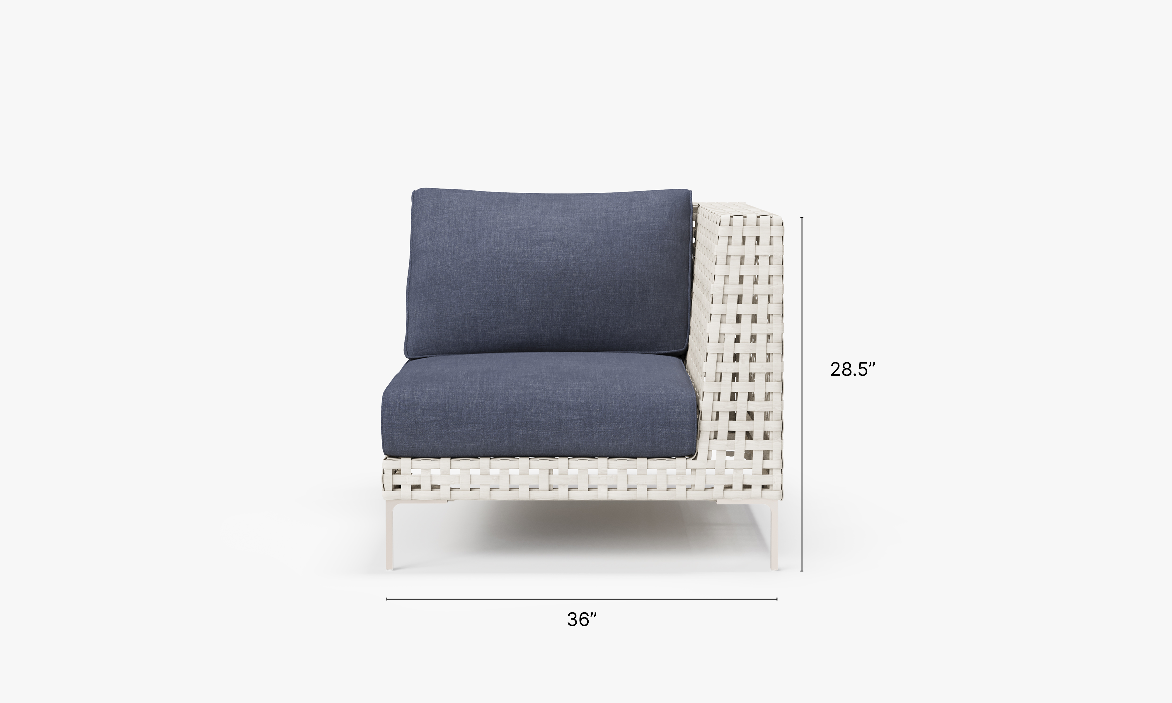 Open Weave Wicker Outdoor Corner Chair - Left/Right in Deep Sea Navy #color_deep sea navy