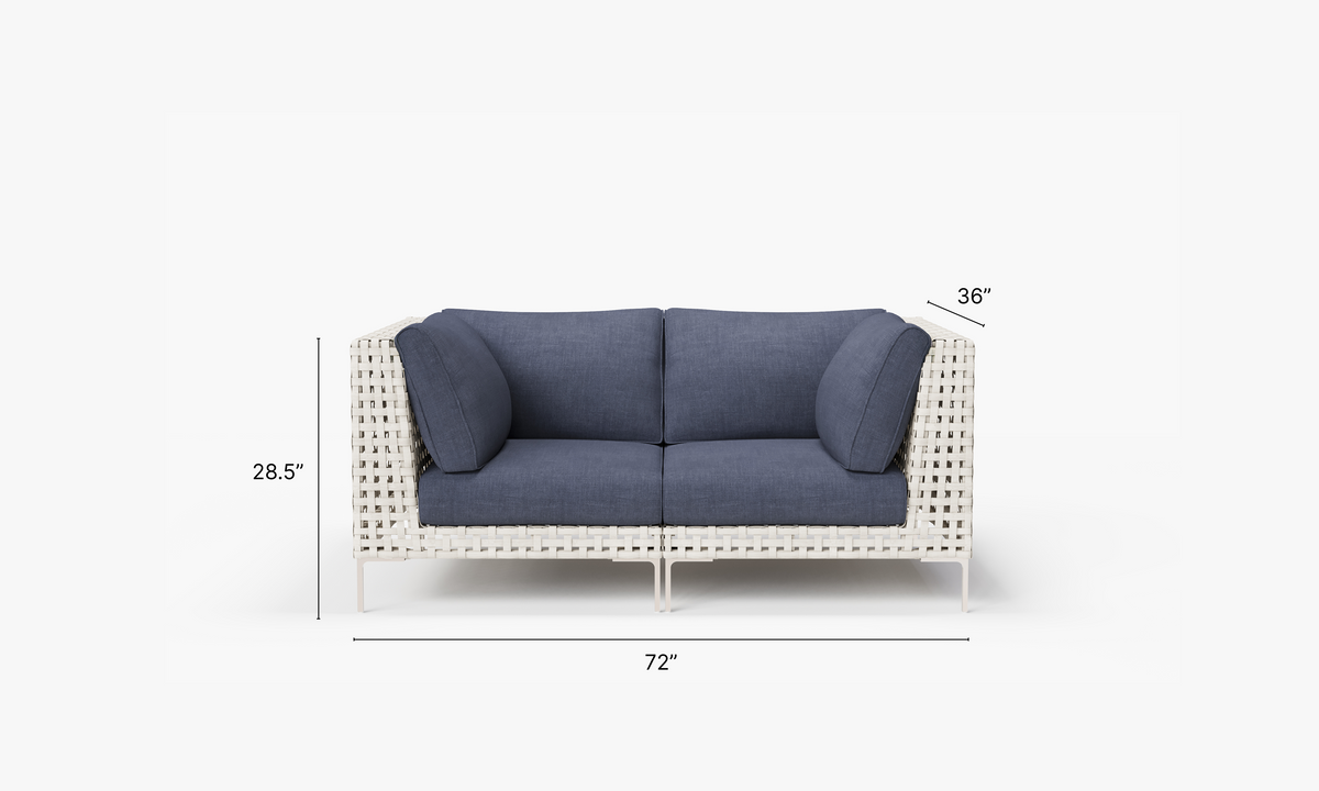Open Weave Wicker Outdoor Loveseat in Deep Sea Navy #color_deep sea navy