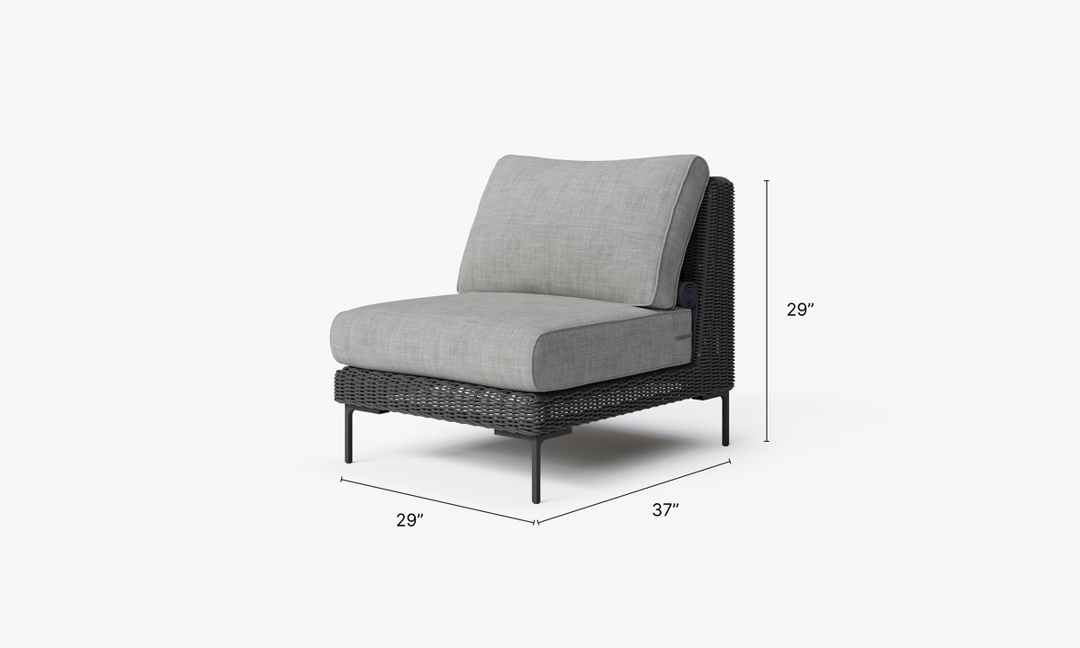 Black Wicker Outdoor Armless Chair #color_pacific fog gray