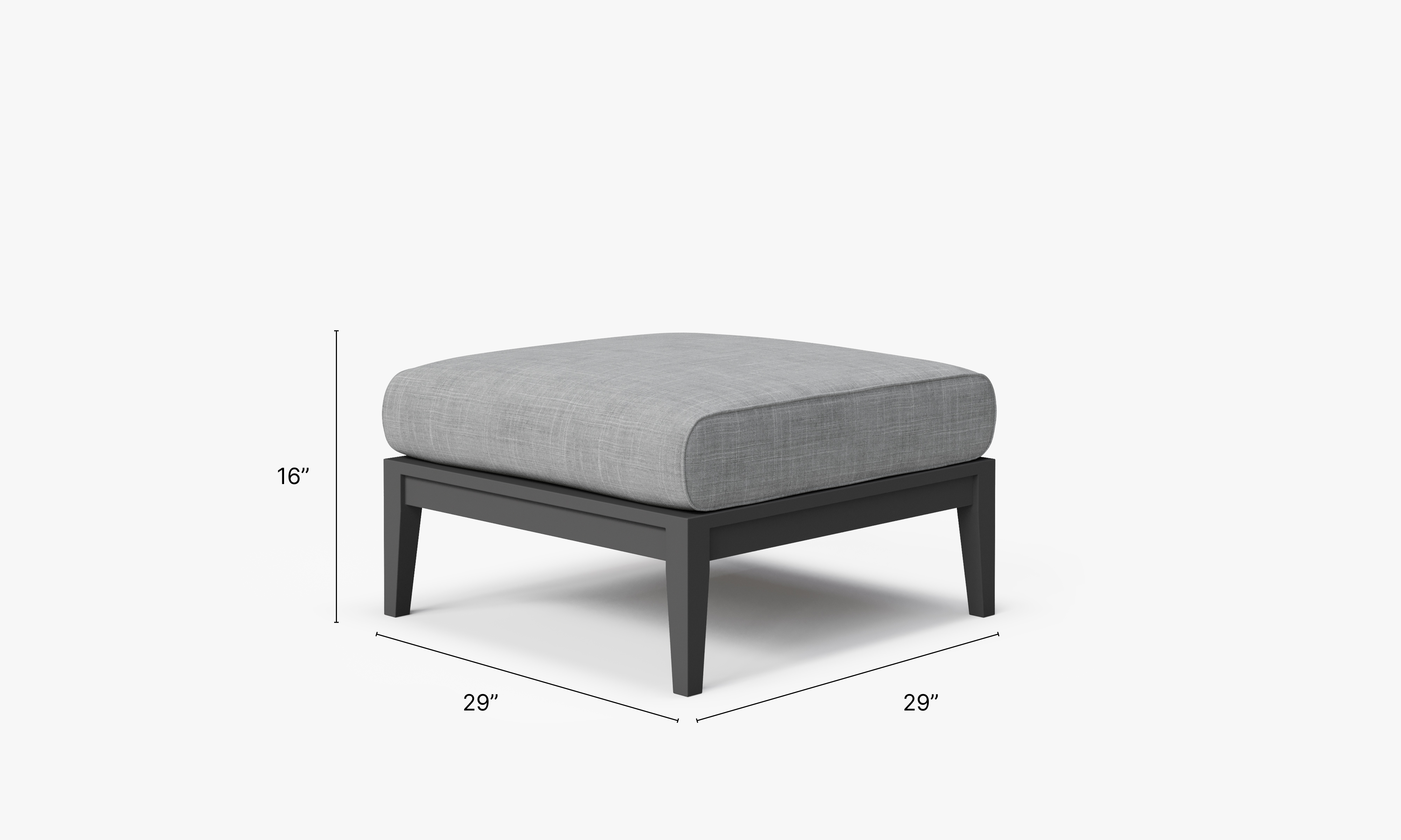Charcoal Aluminum Outdoor Ottoman dimensions in inches, also listed under Dimensions and Weights. #color_pacific fog gray