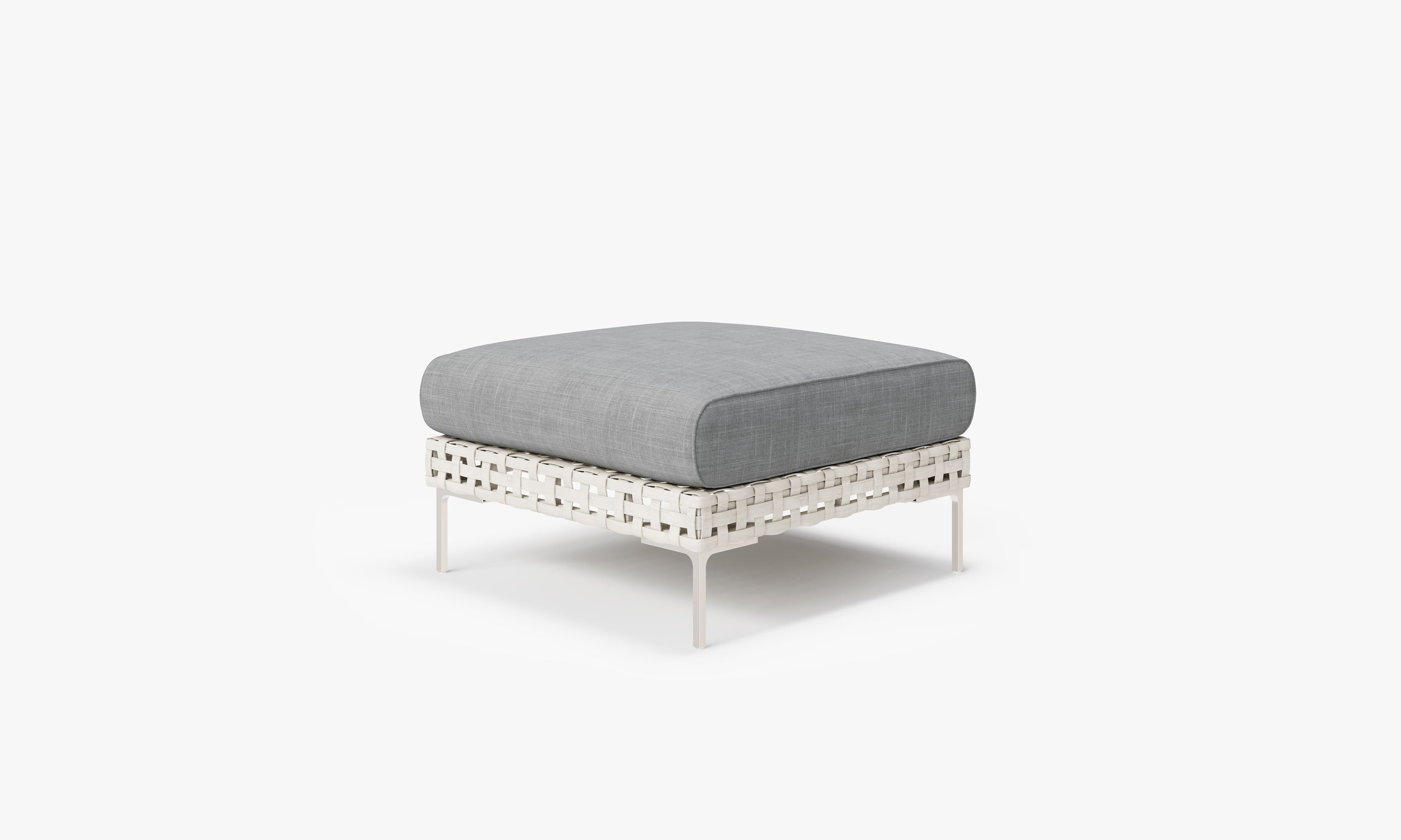 Open Weave Wicker Outdoor Ottoman in Pacific Fog Gray #color_pacific fog gray