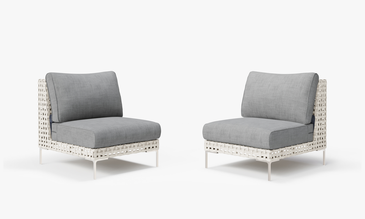 Open Weave Wicker Outdoor Armless Chair Conversation Set in Pacific Fog Gray #color_pacific fog gray