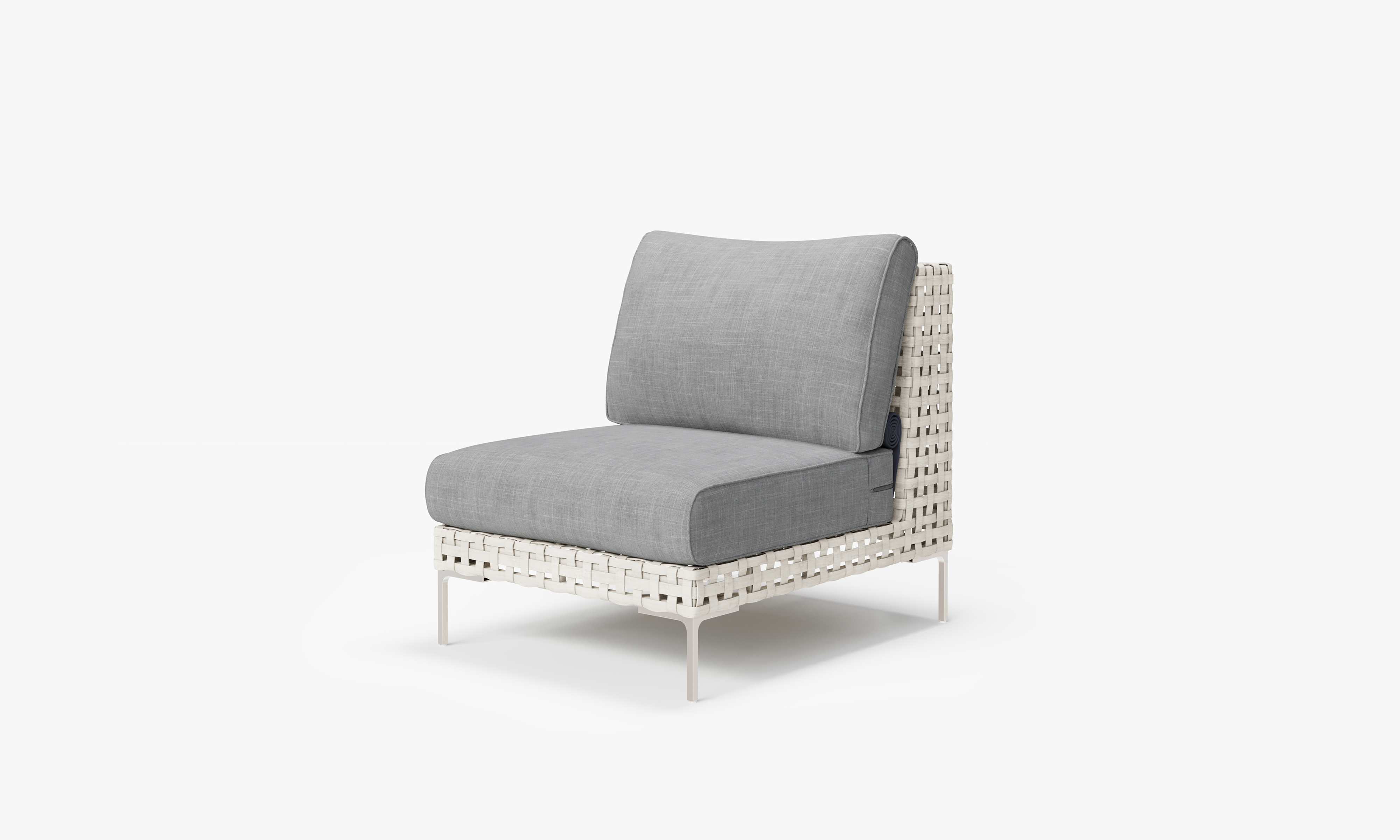 Open Weave Wicker Armless Chair in Pacific Fog Gray #color_pacific fog gray