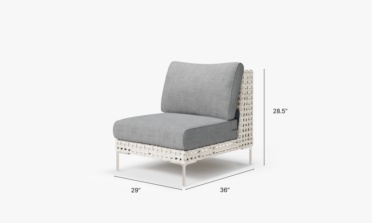 Open Weave Wicker Armless Chair in Pacific Fog Gray #color_pacific fog gray