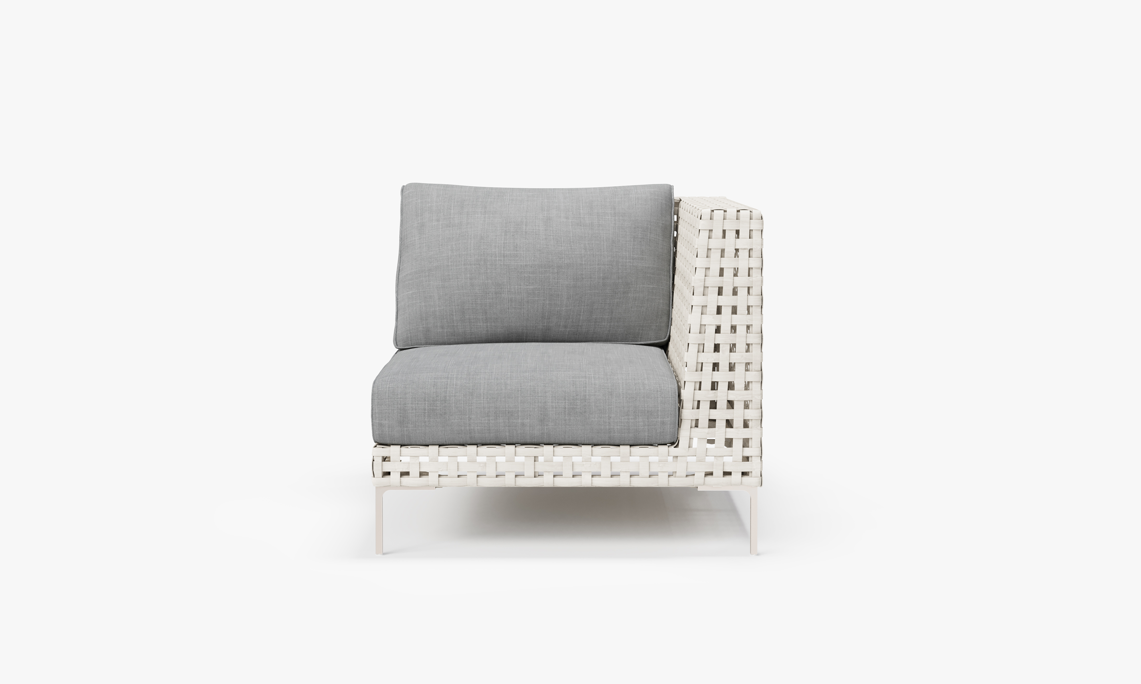 Open Weave Wicker Outdoor Corner Chair - Left/Right in Pacific Fog Gray #color_pacific fog gray