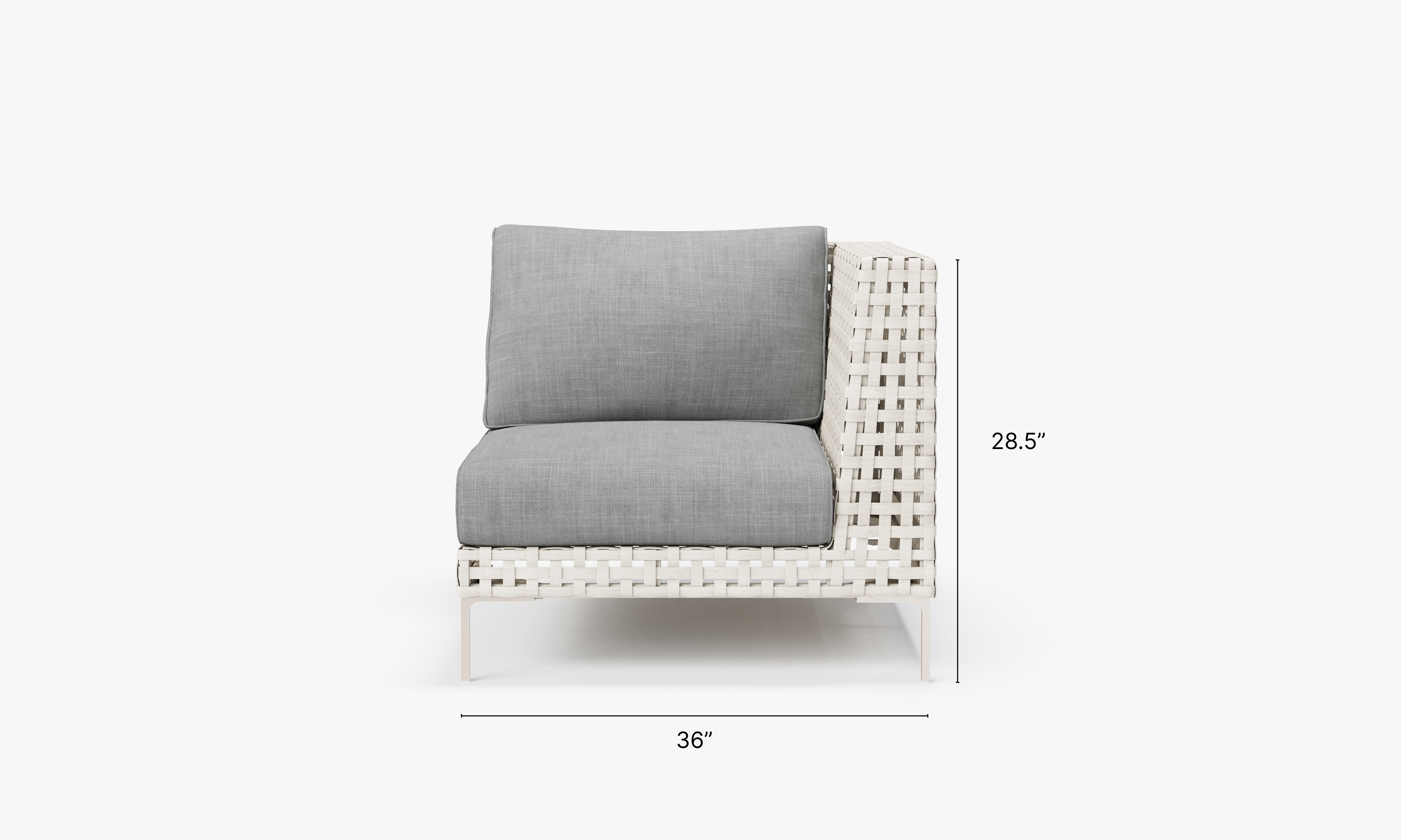 Open Weave Wicker Outdoor Corner Chair - Left/Right in Pacific Fog Gray #color_pacific fog gray