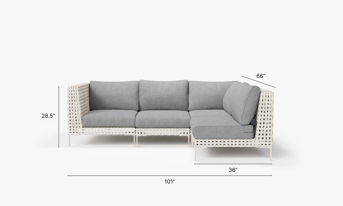 Open Weave Wicker Outdoor L Sectional - 4 Seat in Pacific Fog Gray #color_pacific fog gray