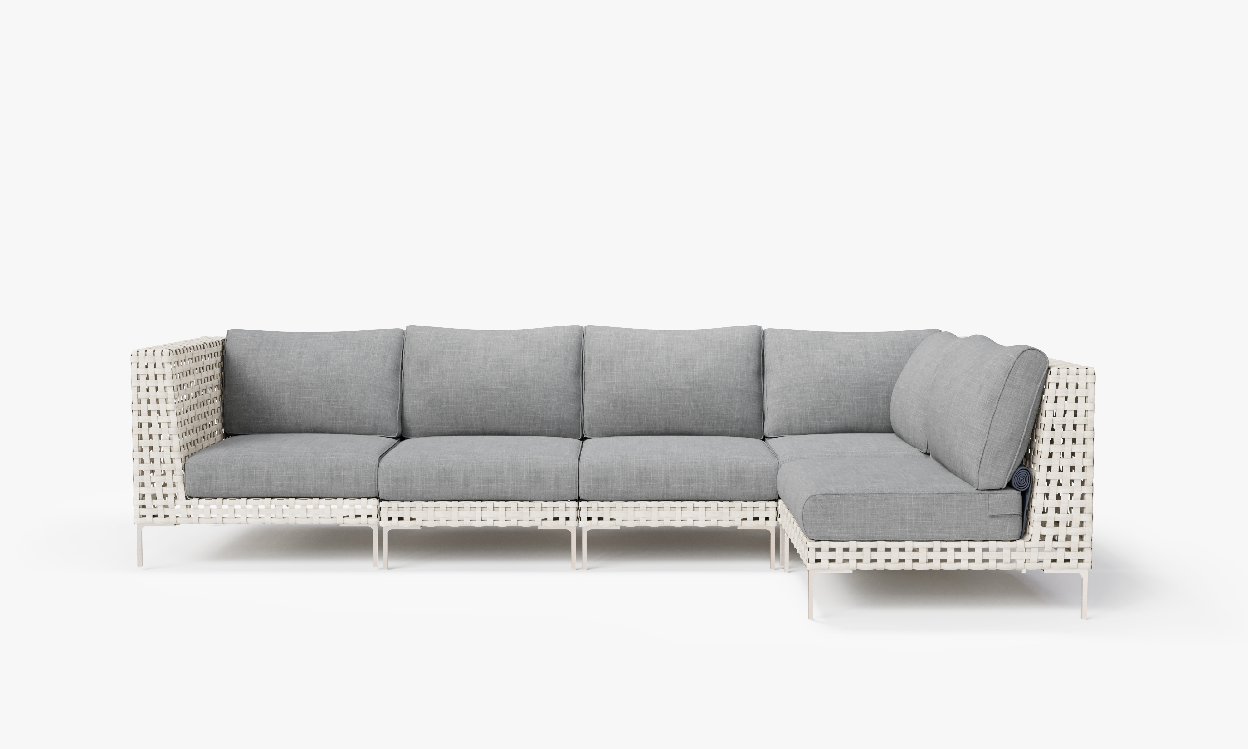 Open Weave Wicker Outdoor L Sectional - 5 Seat in Pacific Fog Gray #color_pacific fog gray