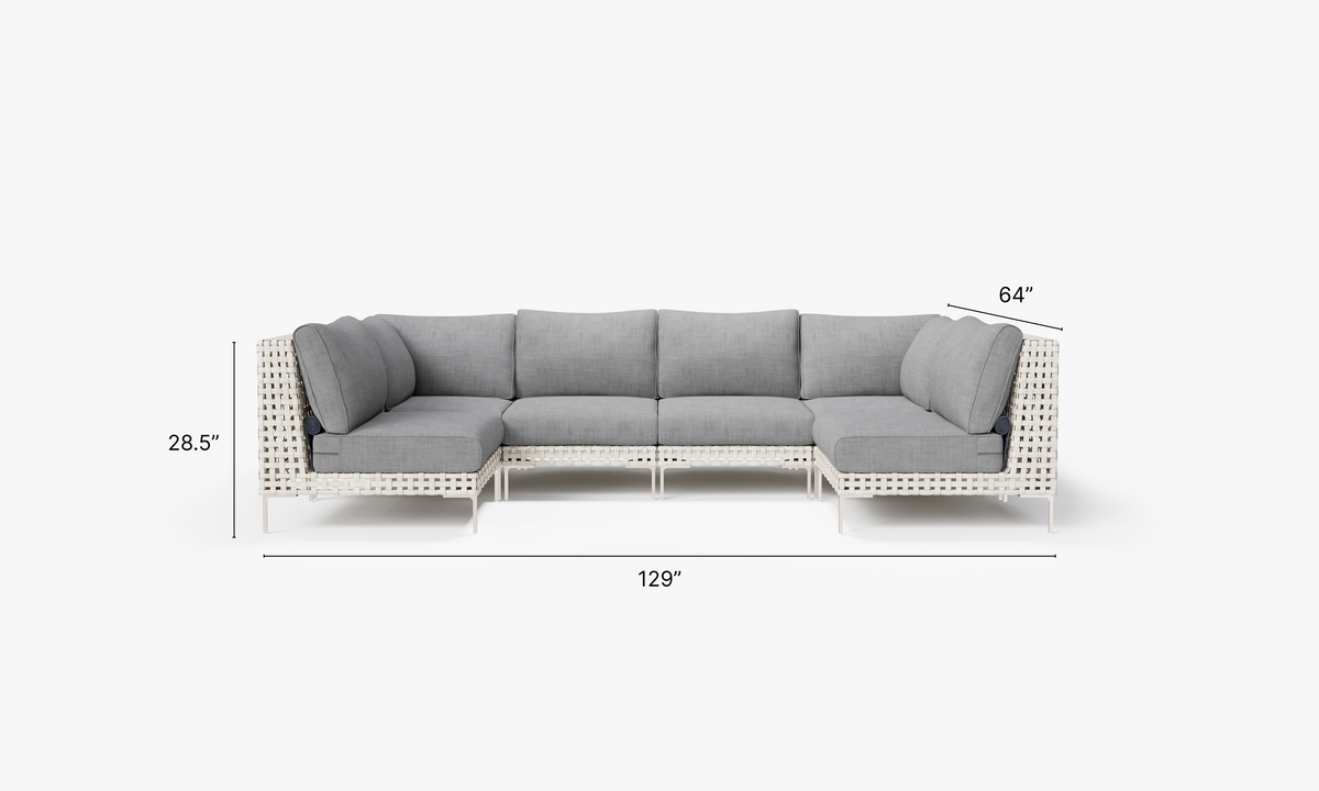 Open Weave Wicker U Sectional - 6 Seat in Pacific Fog Gray #color_pacific fog gray