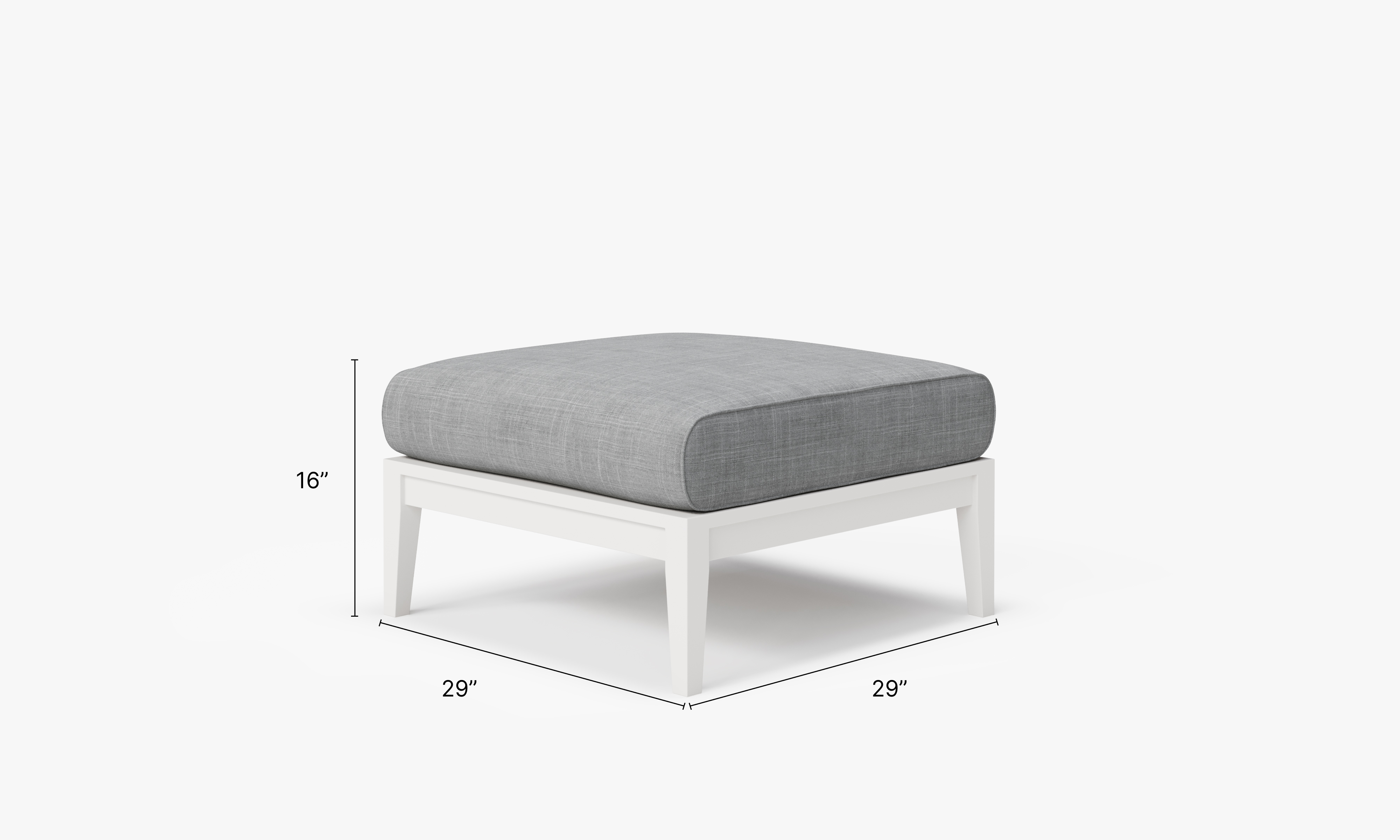 White Aluminum Outdoor Ottoman dimensions in inches, also listed under Dimensions and Weights. #color_pacific fog gray
