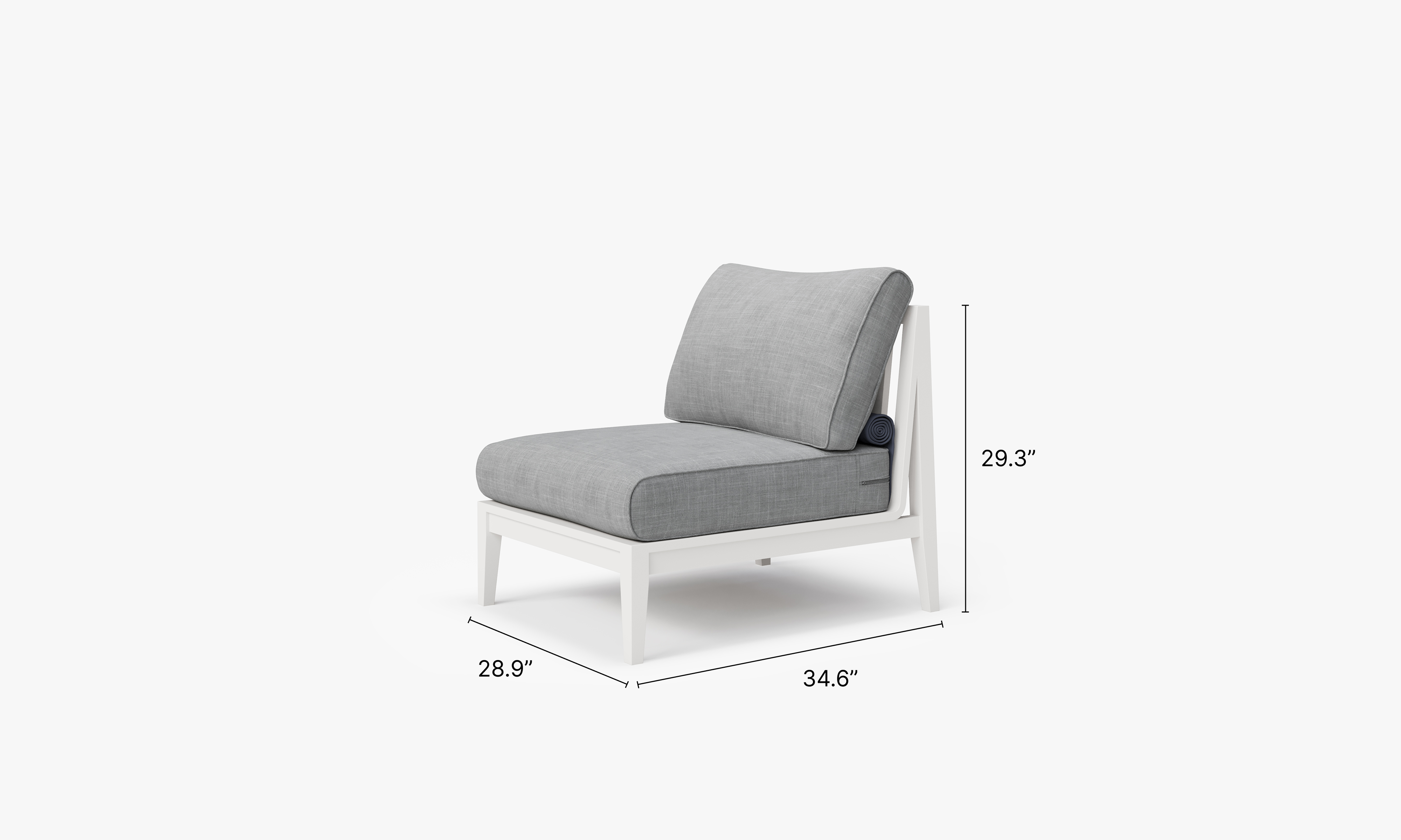 White Aluminum Outdoor Armless Chair #color_pacific fog gray
