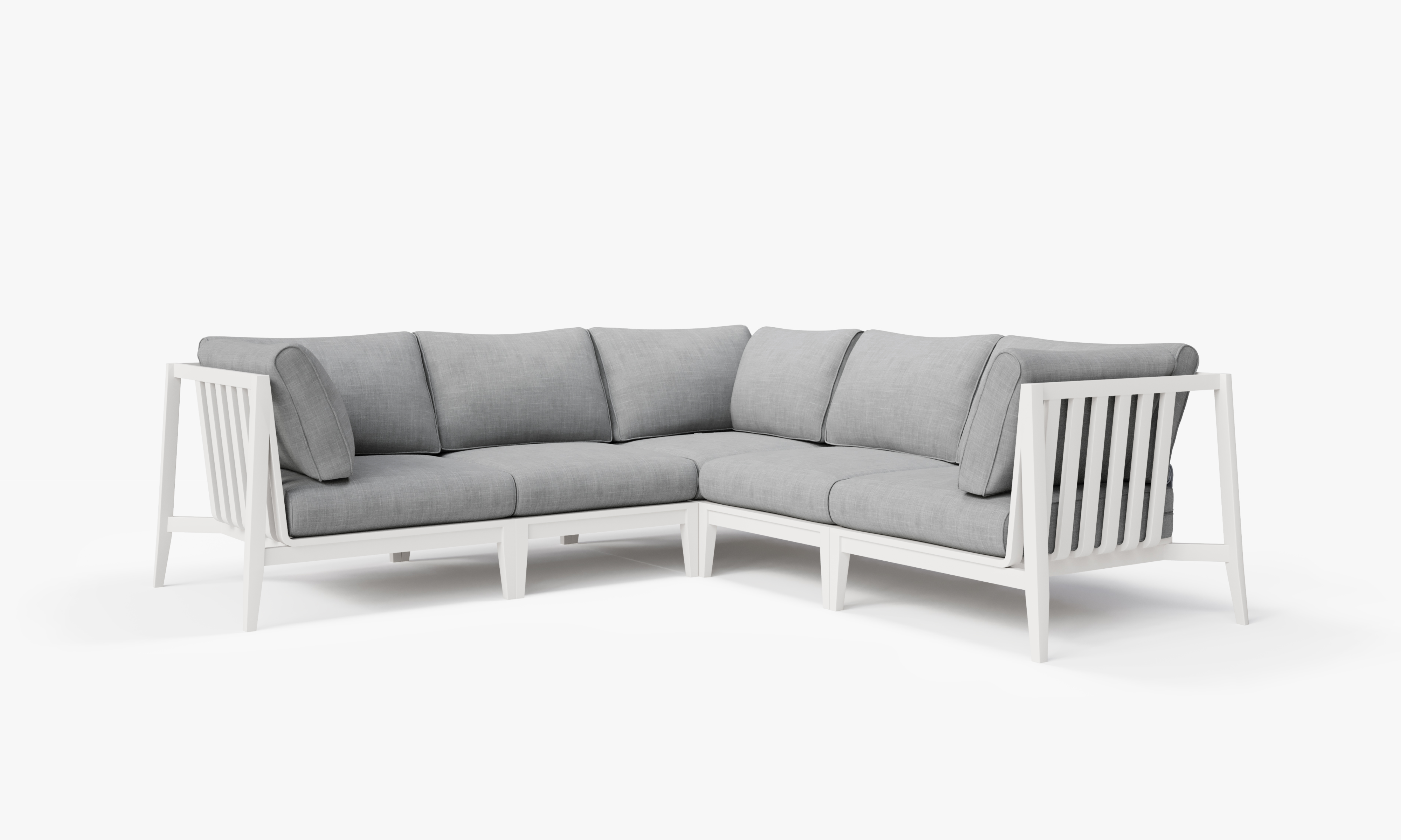 White Aluminum Outdoor Corner Sectional - 5 Seat