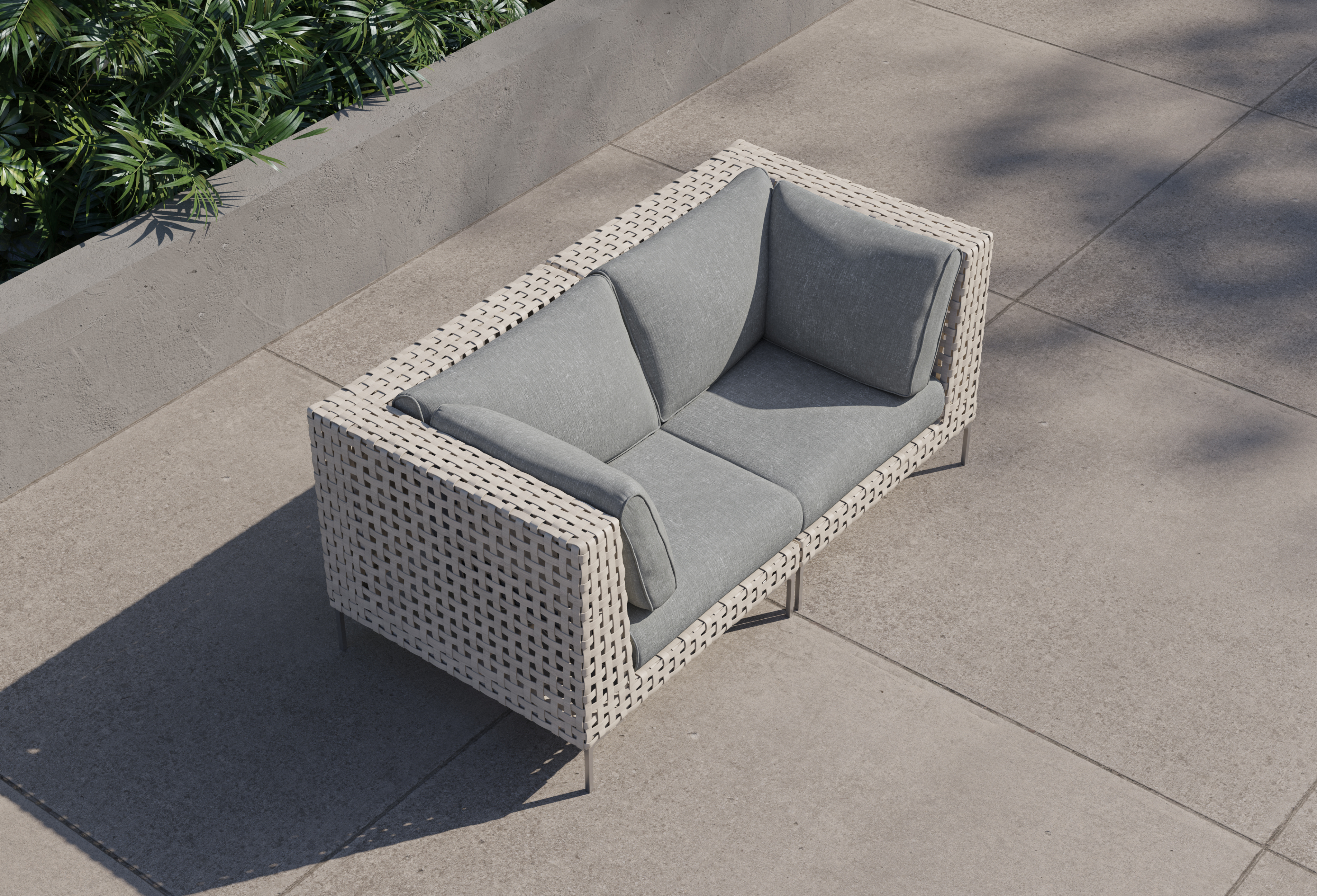 Open Weave Wicker Outdoor Loveseat #color_pacific fog gray