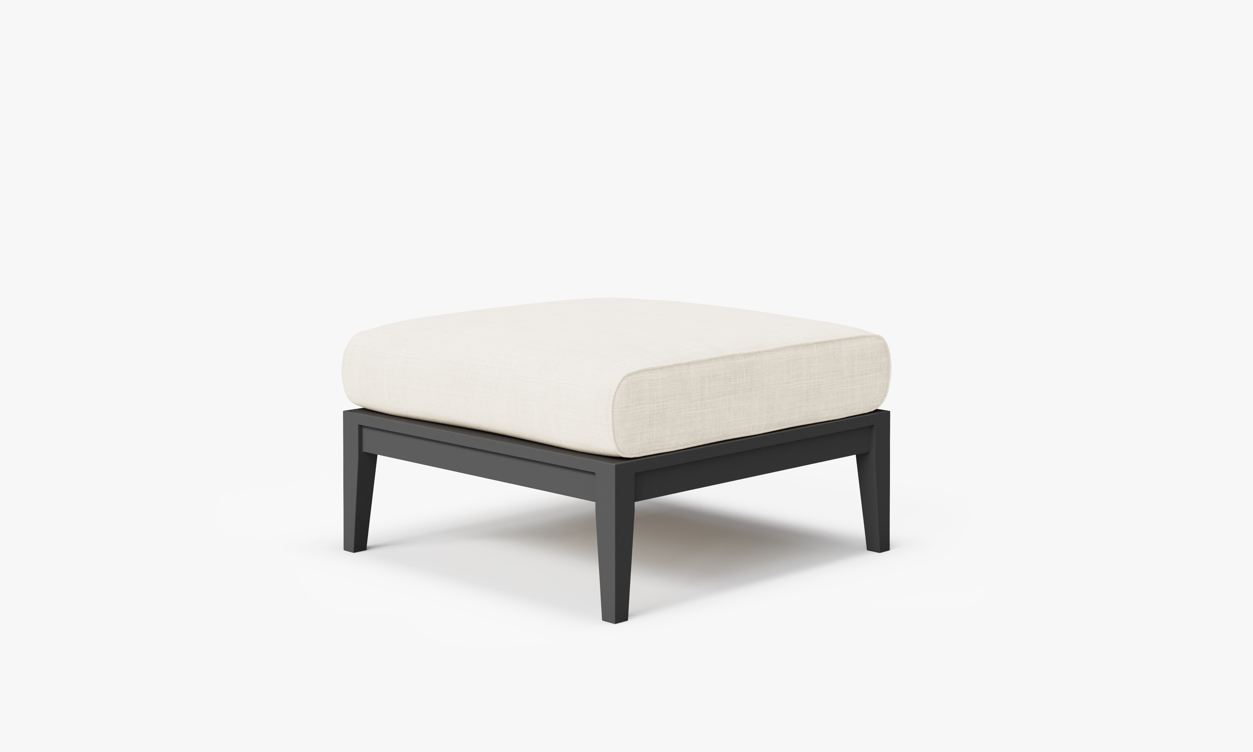 Charcoal Aluminum Outdoor Ottoman, front. Comfortable, durable, and weather resistant outdoor seating with memory foam. #color_palisades cream