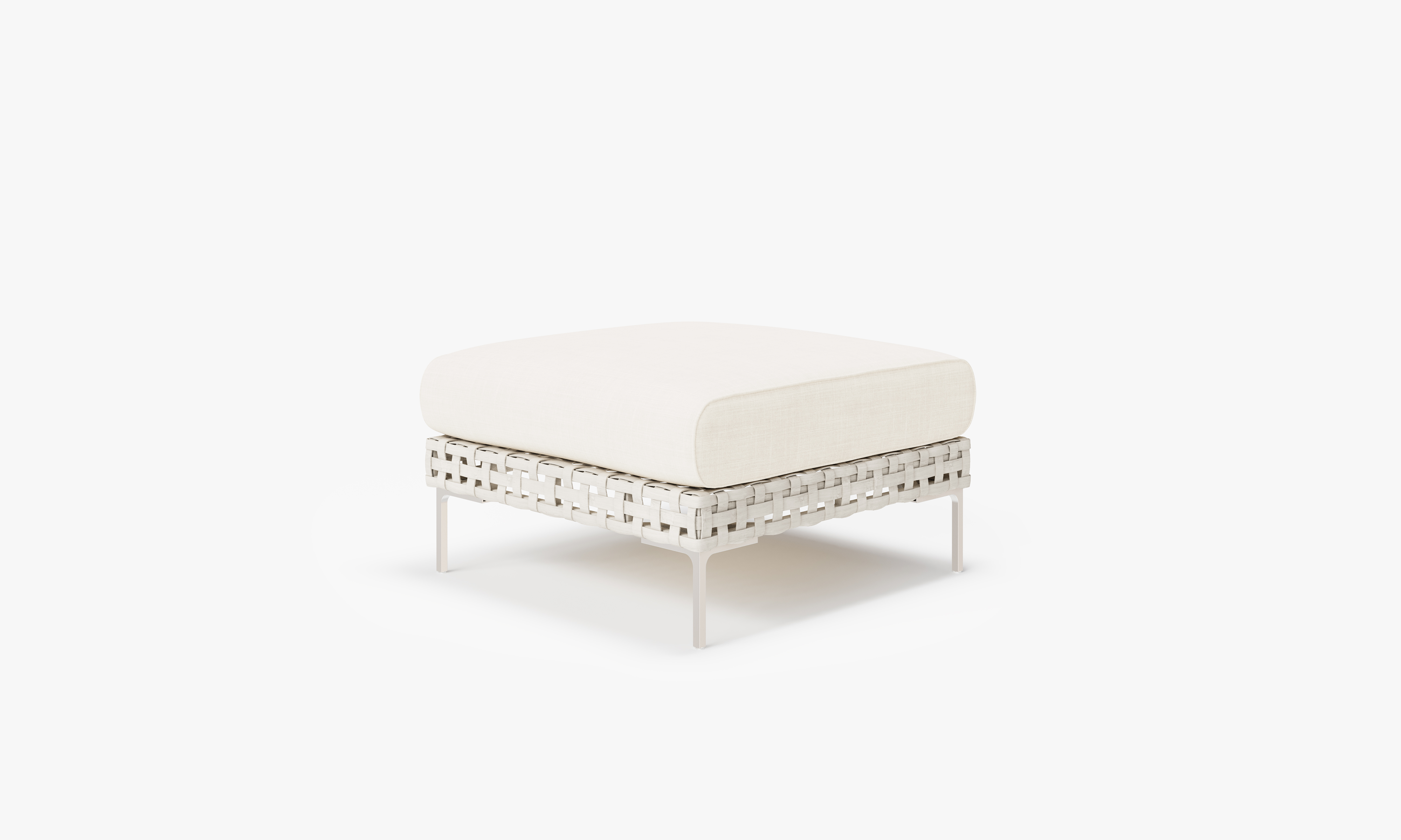 Open Weave Wicker Outdoor Ottoman #color_palisades cream