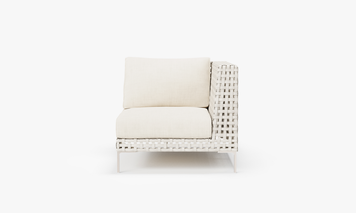 Open Weave Wicker Outdoor Corner Chair - Left/Right in Palisades Cream #color_palisades cream