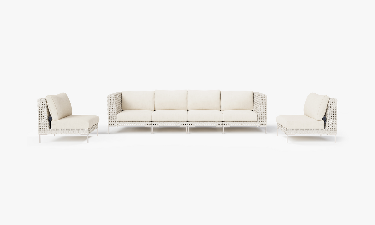 Open Weave Sofa with Armless Chairs - 6 Seat in Palisades Cream #color_palisades cream