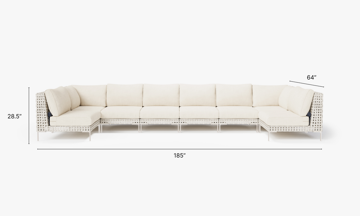 Open Weave Wicker U Sectional - 8 Seat in Palisades Cream #color_palisades cream
