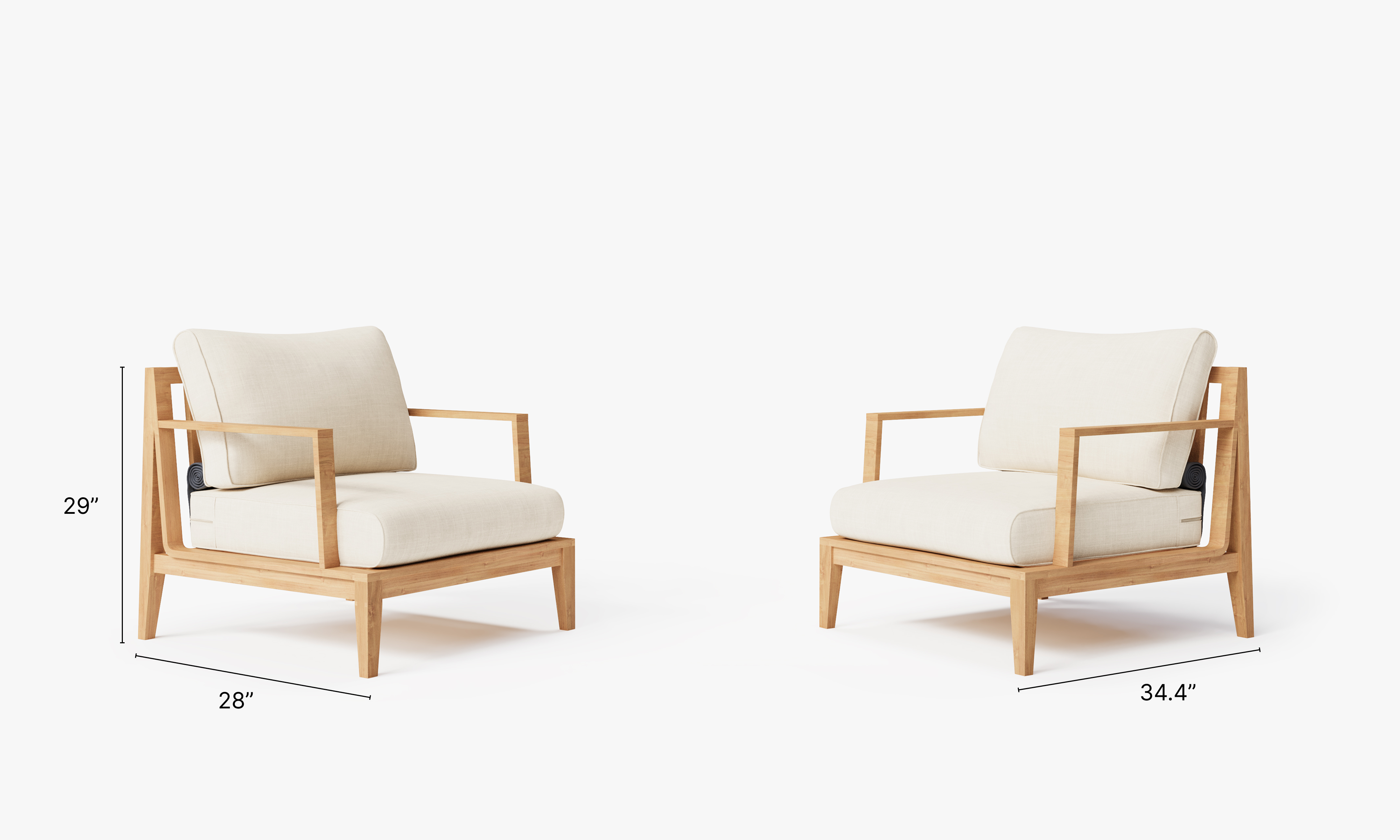 Teak outdoor sofa and armchair conversation set with cream cushions, designed for comfortable outdoor seating.-teak outdoor sofa-outer #color_palisades cream