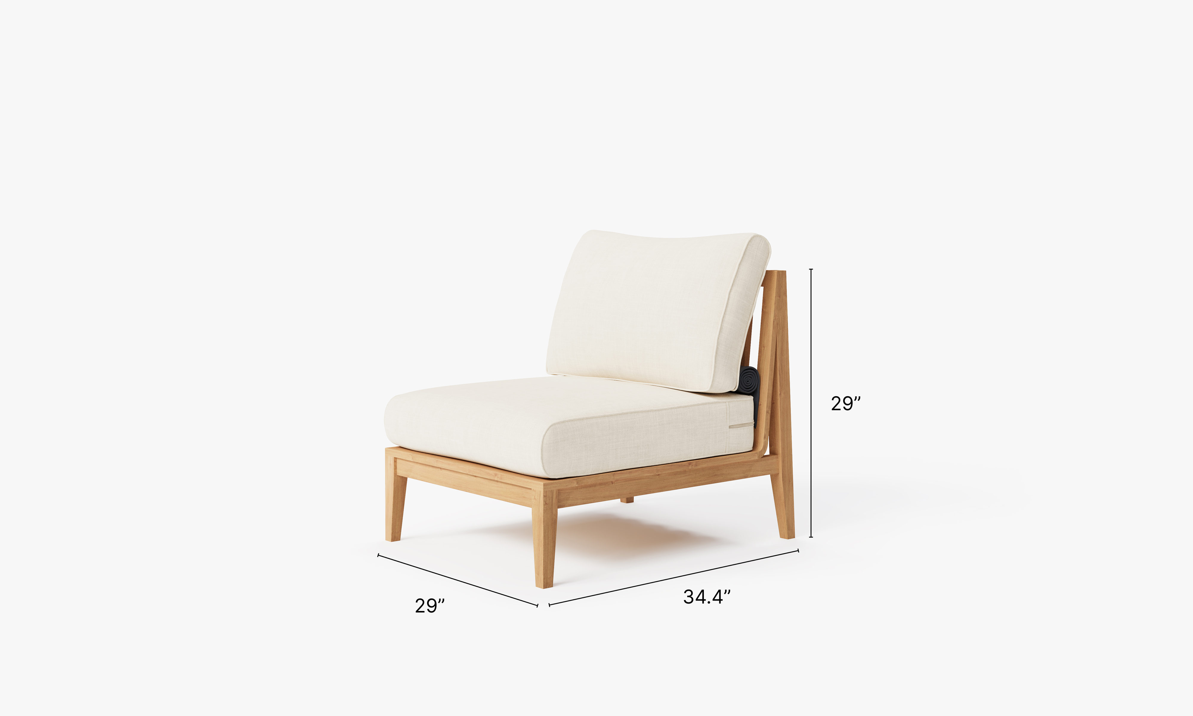 Armless teak outdoor sofa chair with clean lines and natural wood finish, designed for comfortable seating in an outdoor setting.-teak outdoor sofa-outer #color_palisades cream