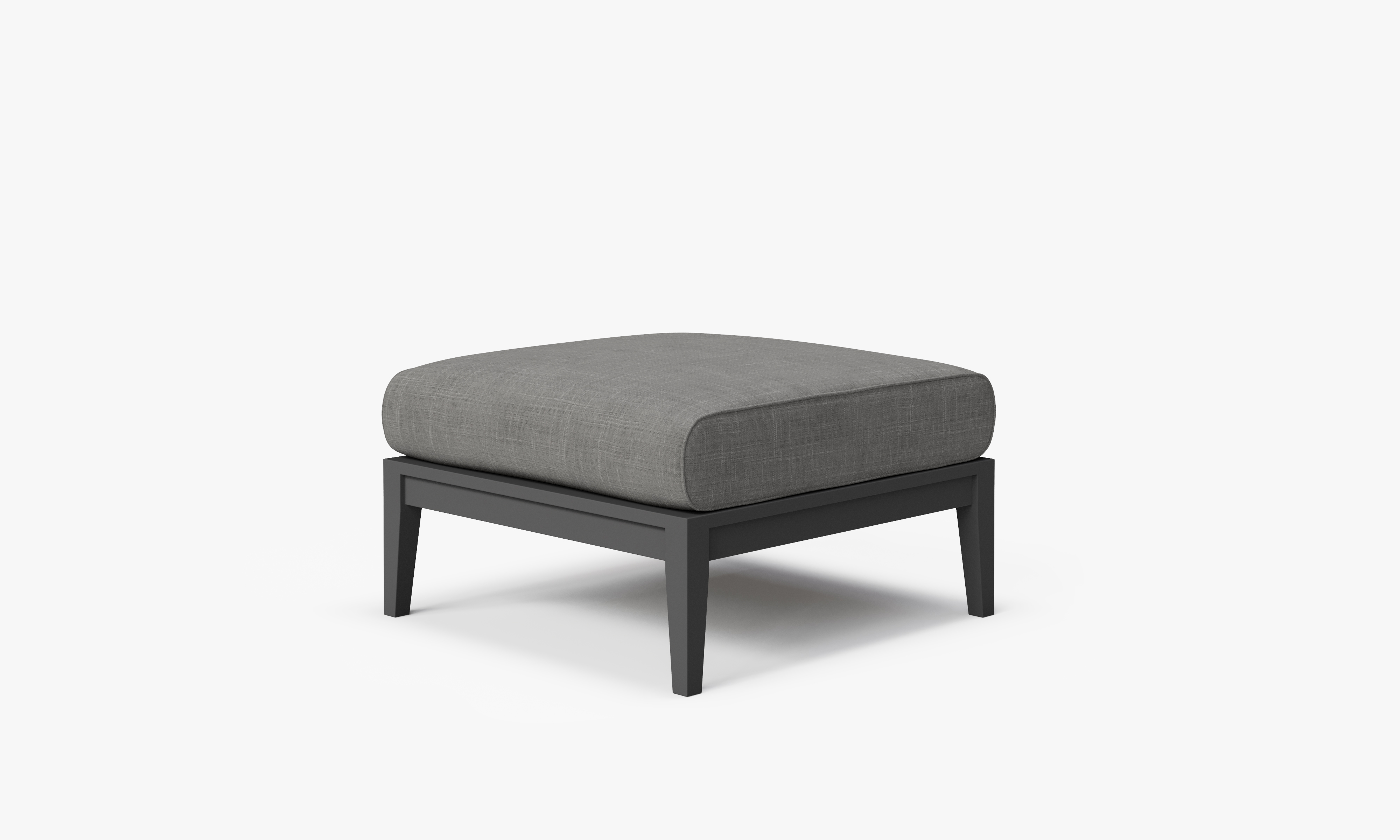 Charcoal Aluminum Outdoor Ottoman, front. Comfortable, durable, and weather resistant outdoor seating with memory foam. #color_dark pebble gray