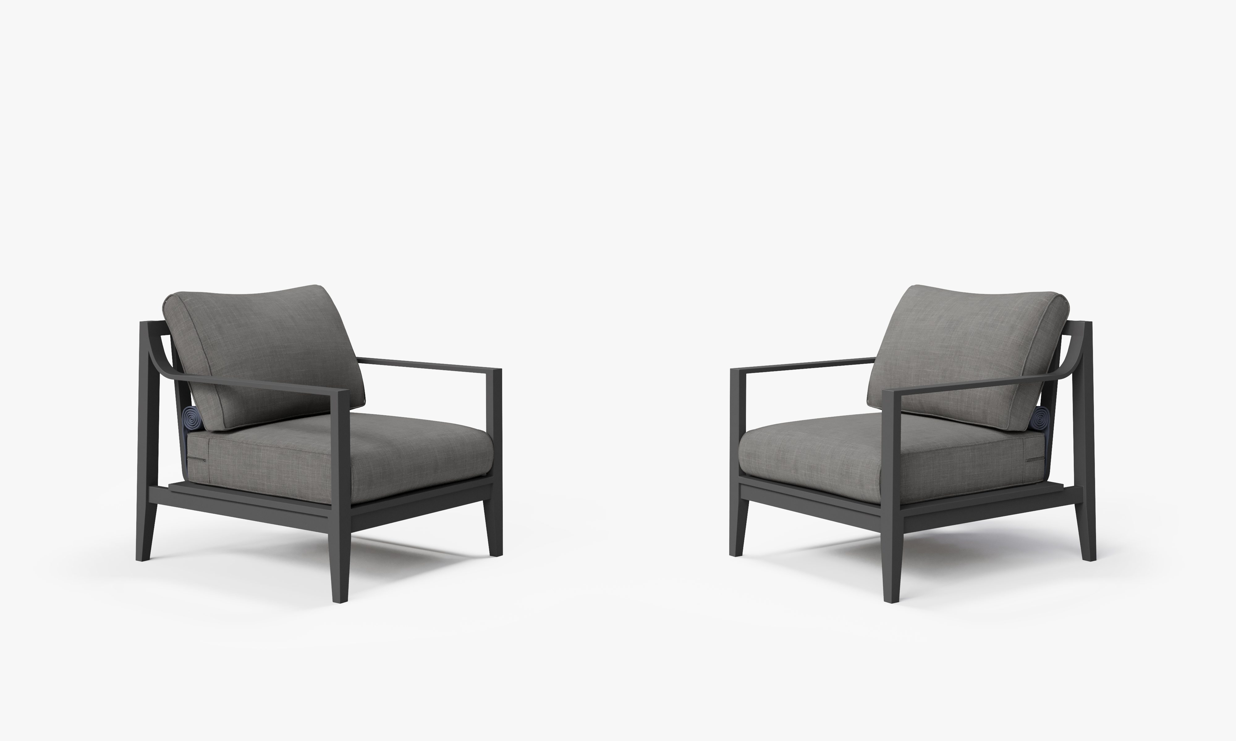 Charcoal Aluminum Outdoor Armchair Conversation Set, front. Comfortable, durable, and weather resistant outdoor seating with memory foam. #color_dark pebble gray