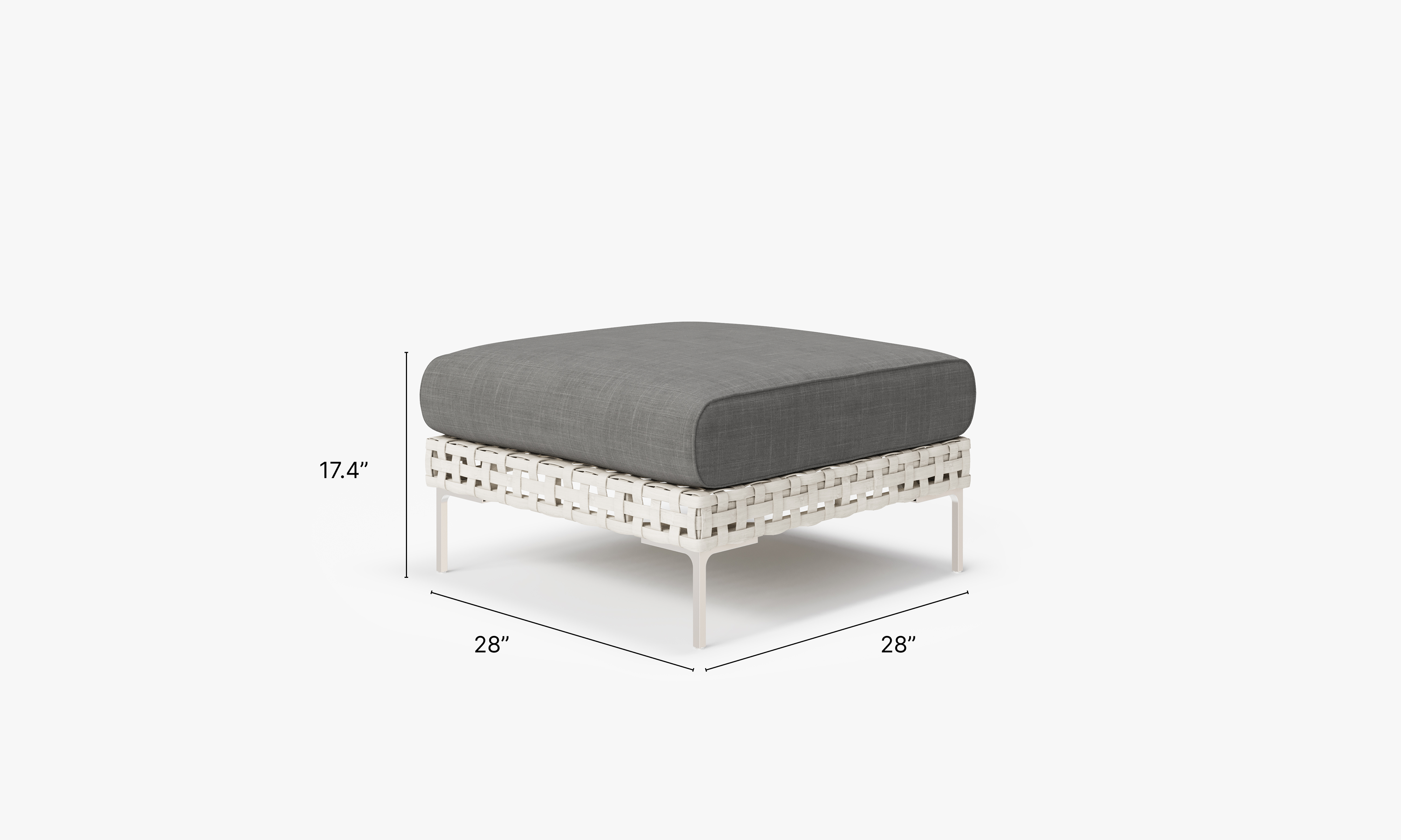 Open Weave Wicker Outdoor Ottoman in Dark Pebble Gray #color_dark pebble gray